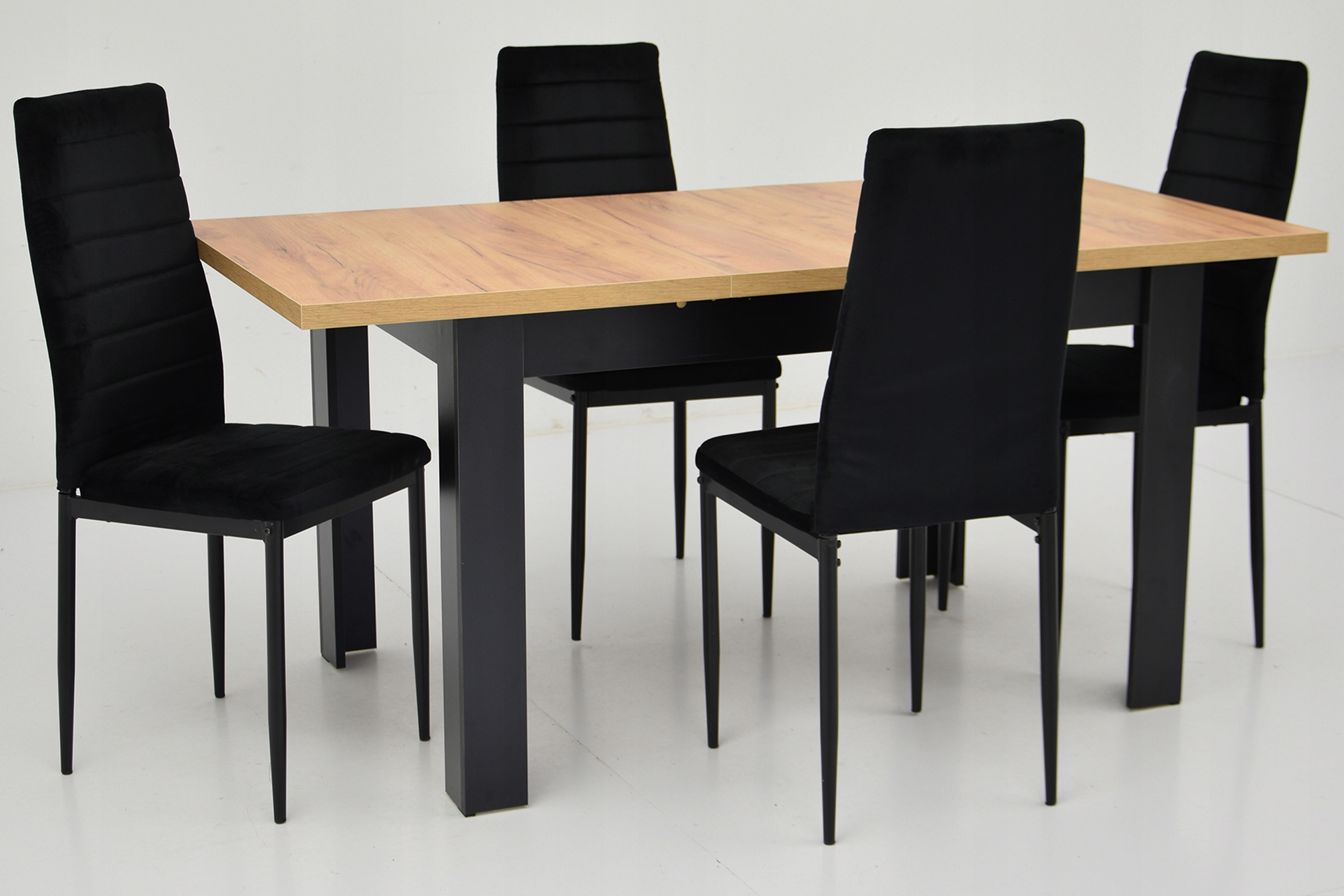 Stół 80x140/180 CRAFT i 4 krzesła KUCHENNE czarne Kod producenta CH + C-11