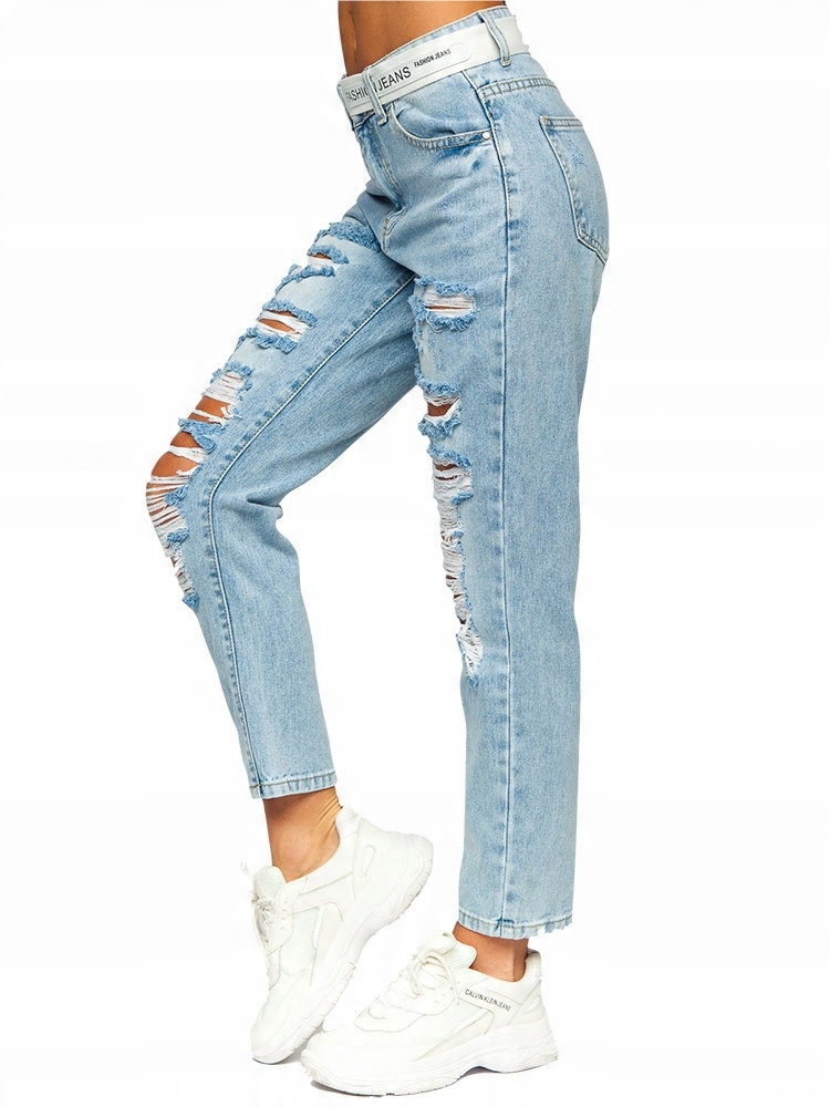 

Spodnie Damskie Jeansowe Błękitne BS502 Denley_m