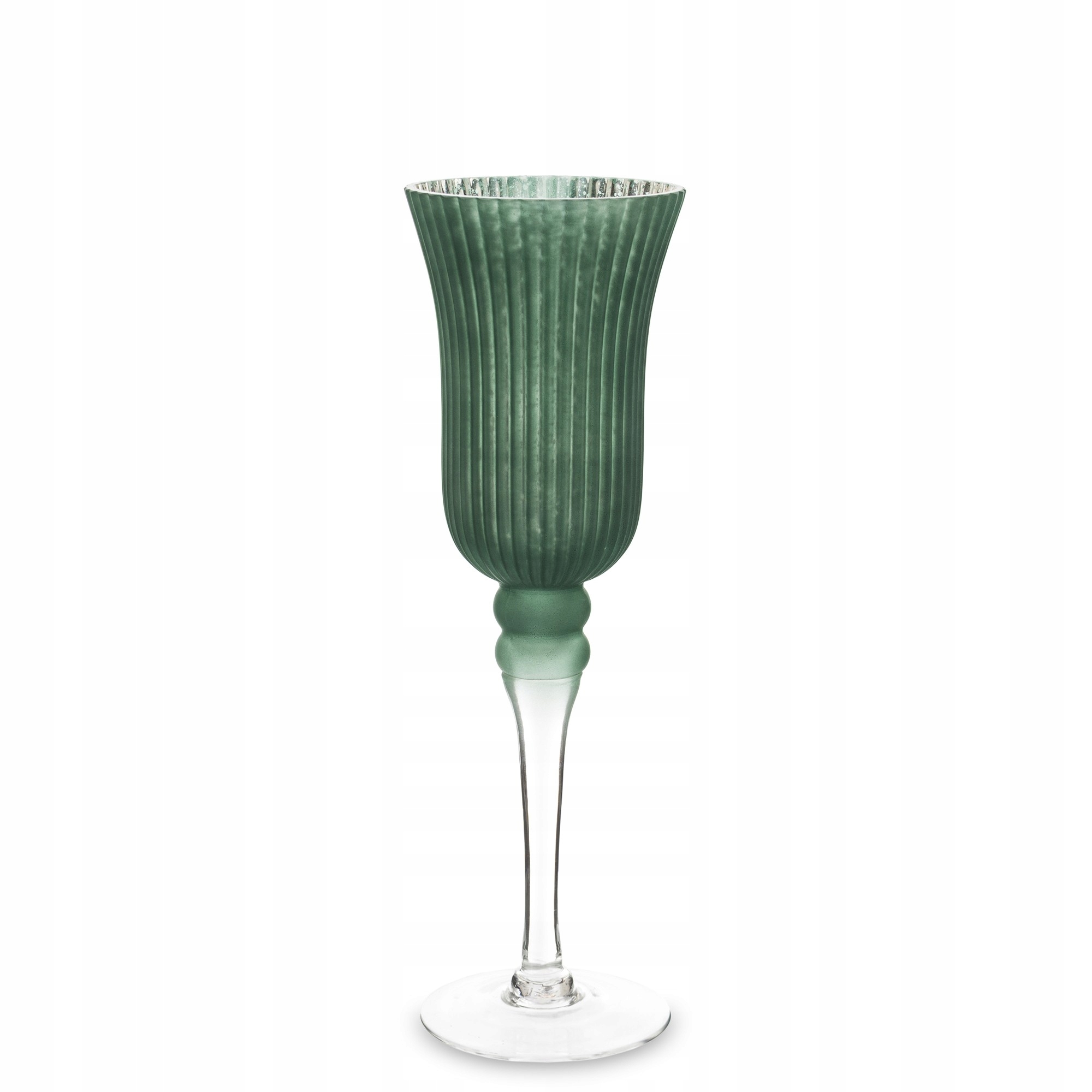 Svícen kalich zeleno-stříbrný dekorace domu, obývacího pokoje, kanceláře, dárek