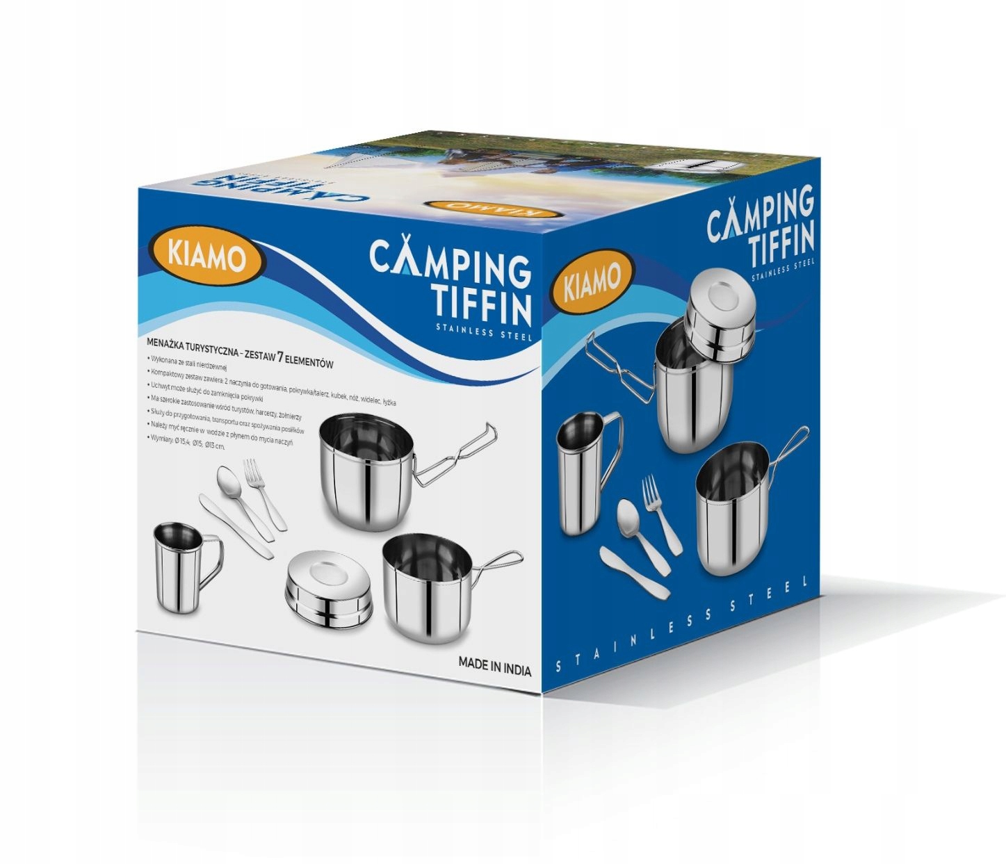 MENAŻKA TURYSTYCZNA HARCERSKA STALOWA GANEK RONDEL KUBEK NIEZBĘDNIK NÓŻ Marka inna marka