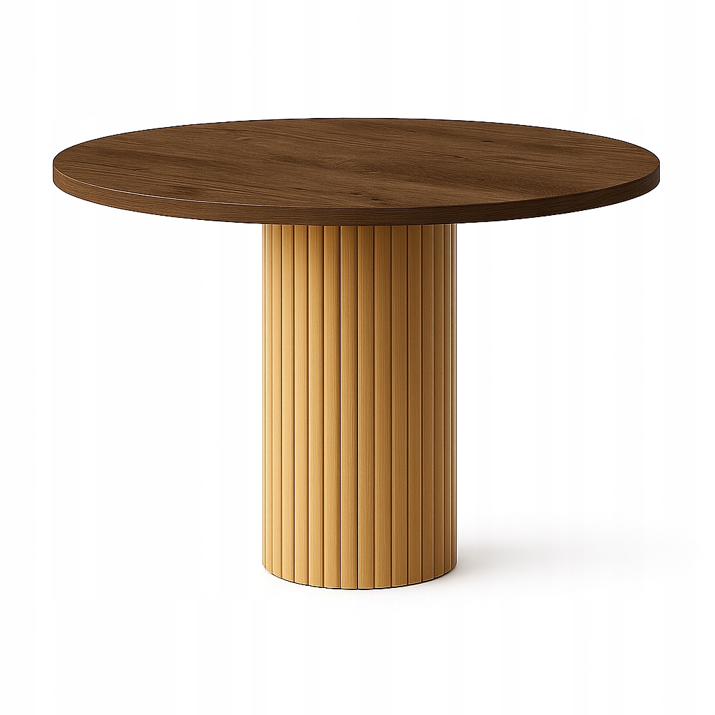 Stůl s kulatou deskou, stůl Dub Lefkas 90 cm, zlatý jídelní stůl Loft