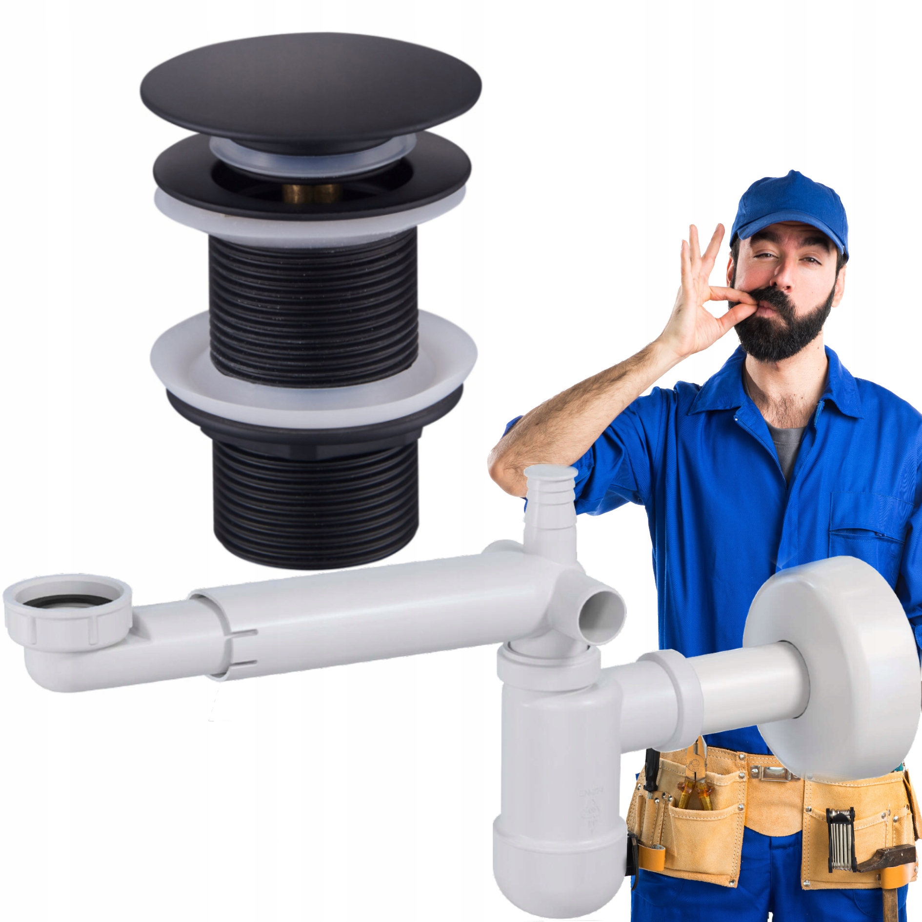 

Syfon Umywalki Przyścienny Korek Klik Klak Czarny