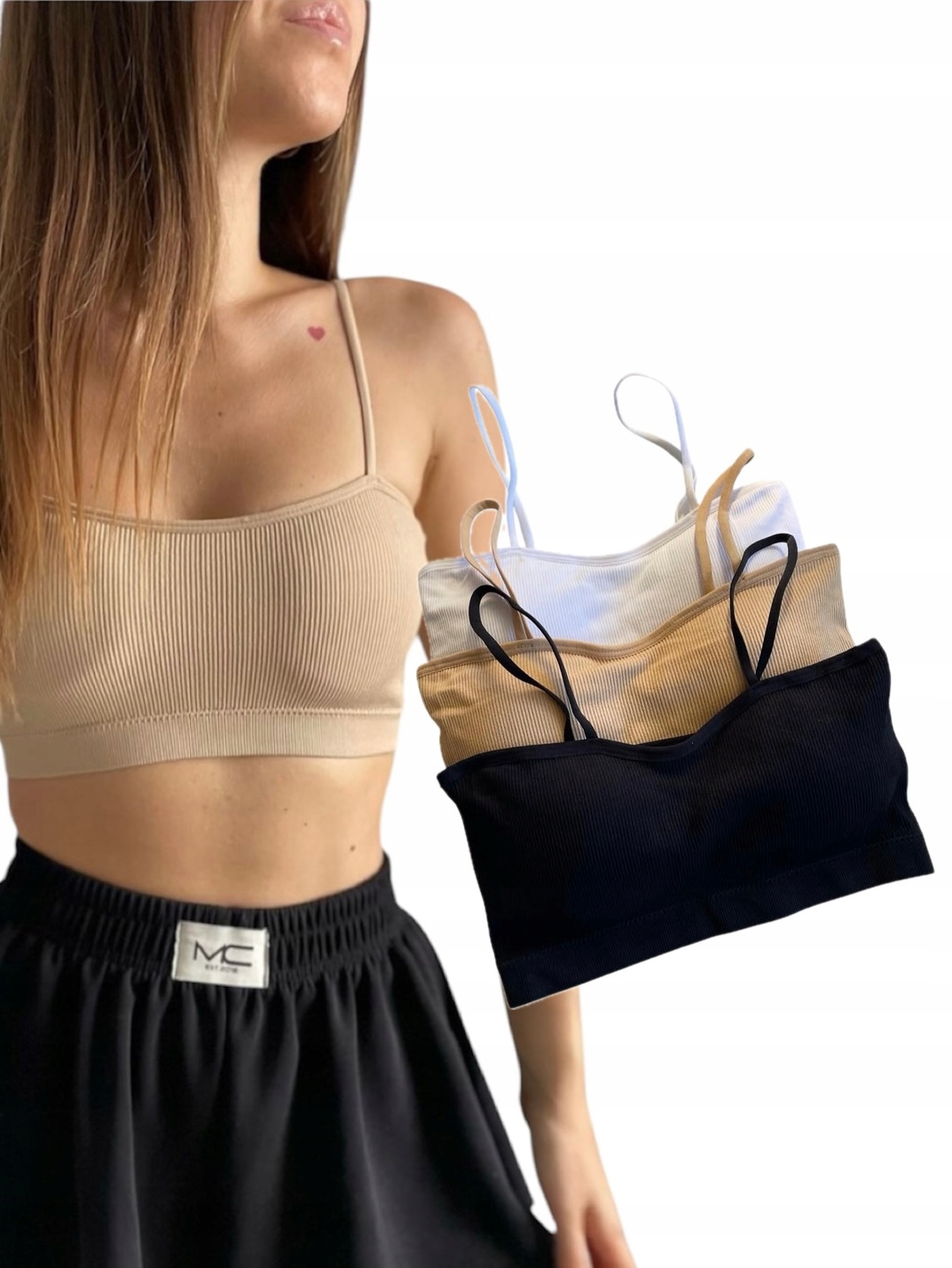 Dámská Sportovní Podprsenka Bezešvá Pruhovaná 3-balení Bandeau M/L