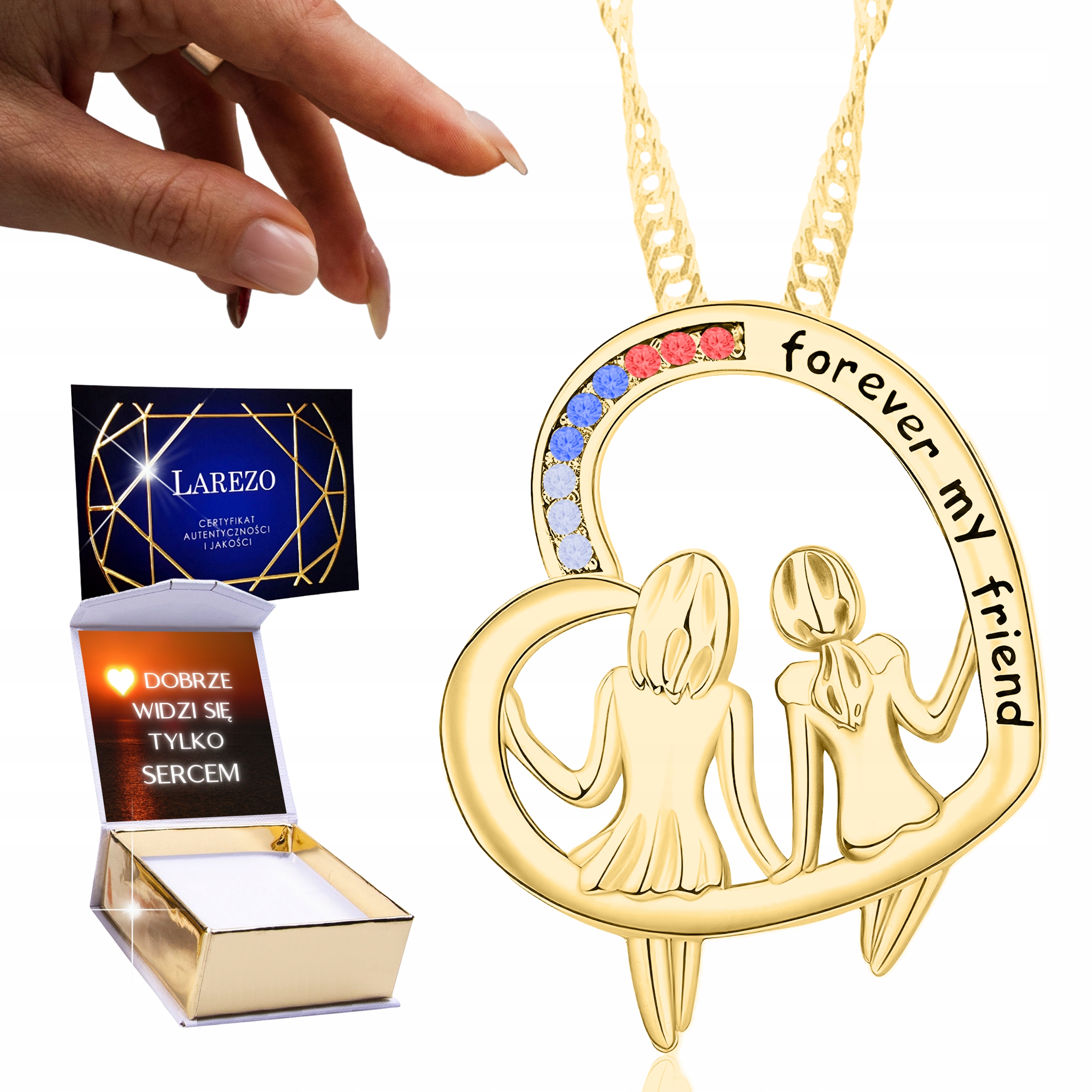 Zlatý náhrdelník 925 Srdce pro přítele bff Best Friends Forever Potisk