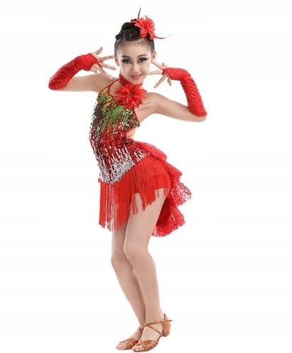 Sukienka Do Tańca Latino Czerwona Body 110 Dziecięca 1362