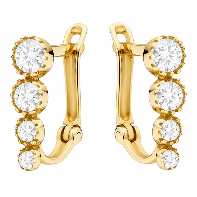 Zlaté Náušnice Anglické pr. 585 s Zirkony 14k