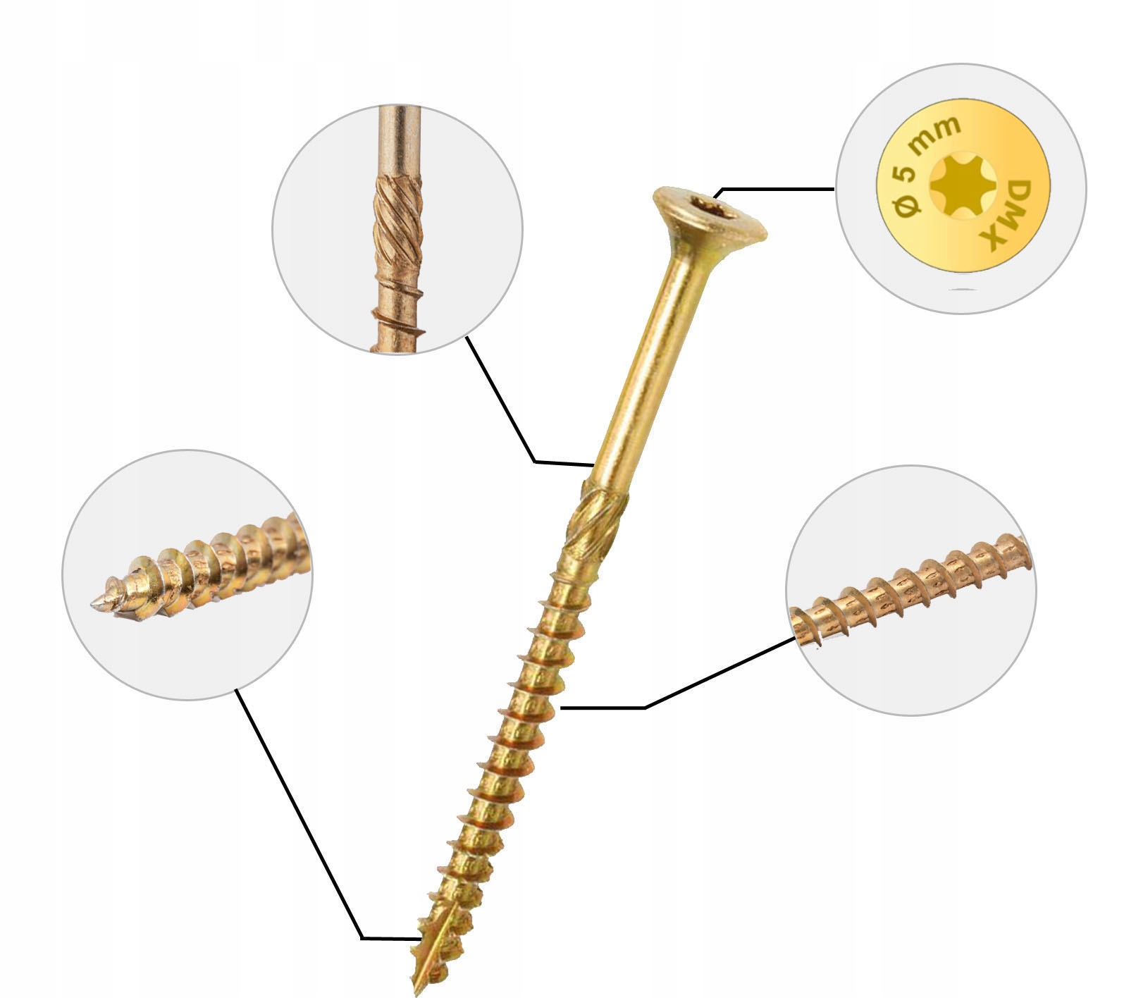 WKRĘTY CIESIELSKIE DO DREWNA TORX 5x60 DOMAX STOŻKOWE 200szt. Producent Domax