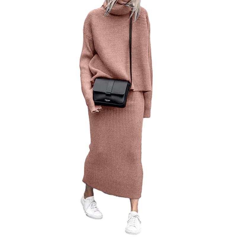 Zima KOMPLET DZIANINOWY STYLOWY SWETER SPÓDNICA, wzór1, 2XL Marka bez marki