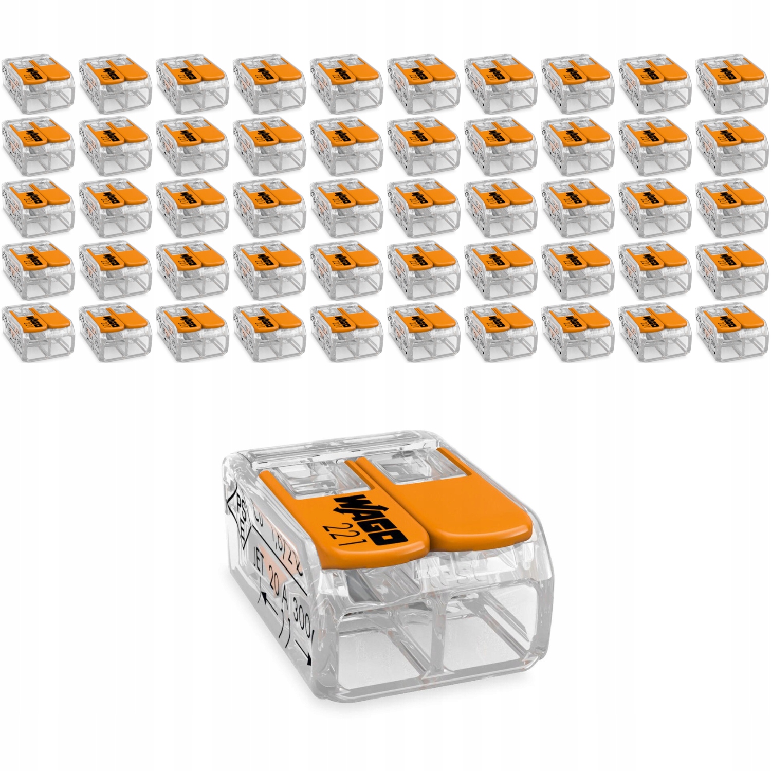 Set Rychlospojka 2 zásuvky 0,14-4mm 221-412 upínací 50 Ks