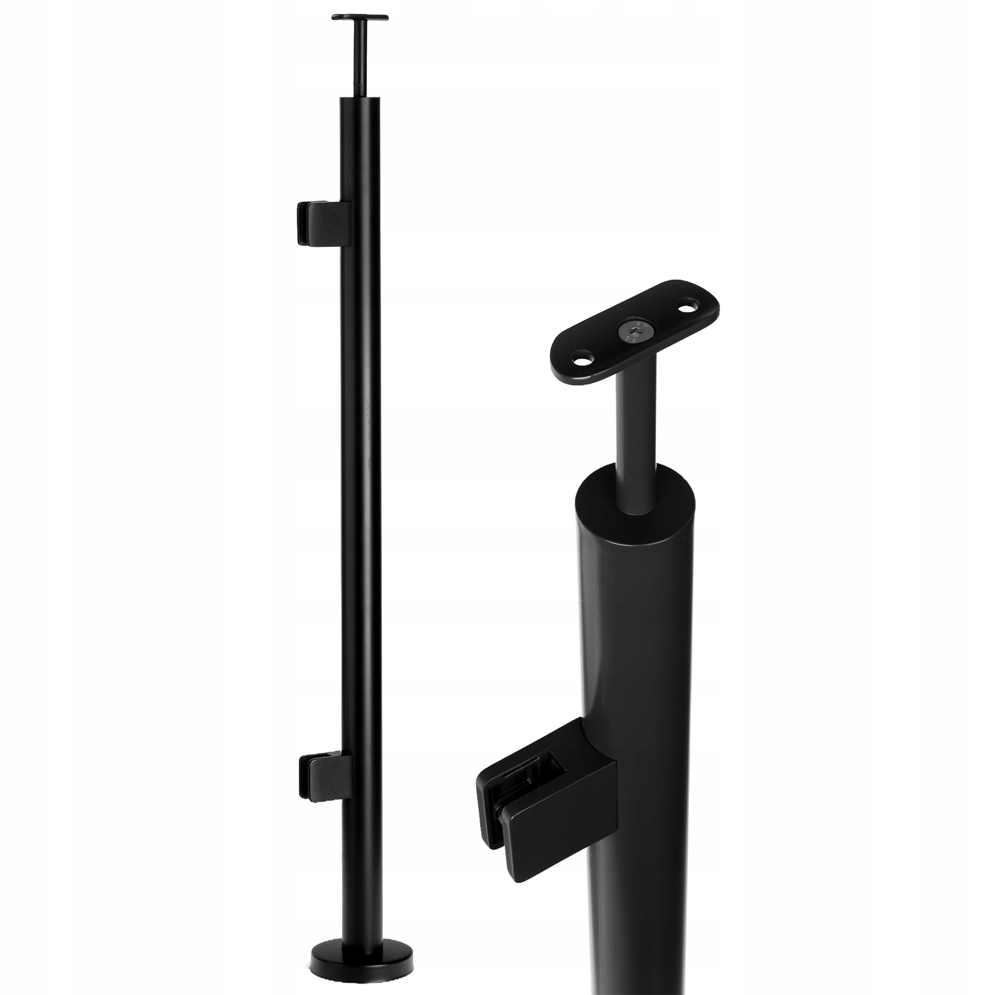 Sloupek skleněného zábradlí kulatý fi 42 startovací černý Loft balkon schodiště