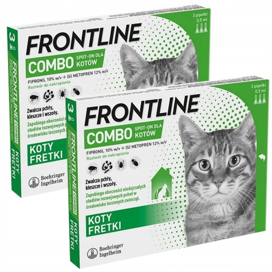 Frontline Combo Spoton Fipronil Krople Na Pchły Kleszcze Dla Kotów I 6x0,5m