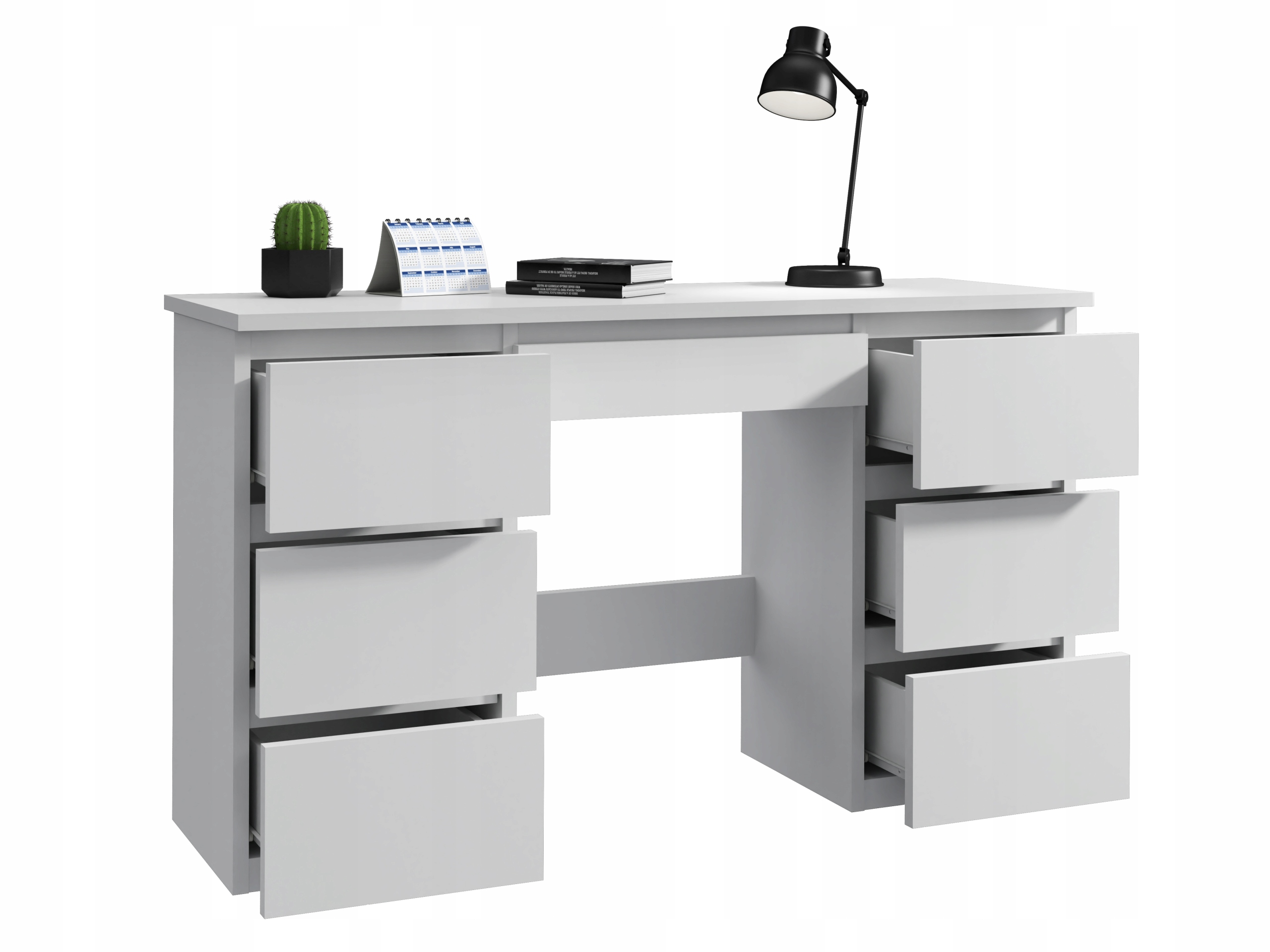 Biurko białe komputerowe duże z szufladami Beta 4 Marka Martigo Plus