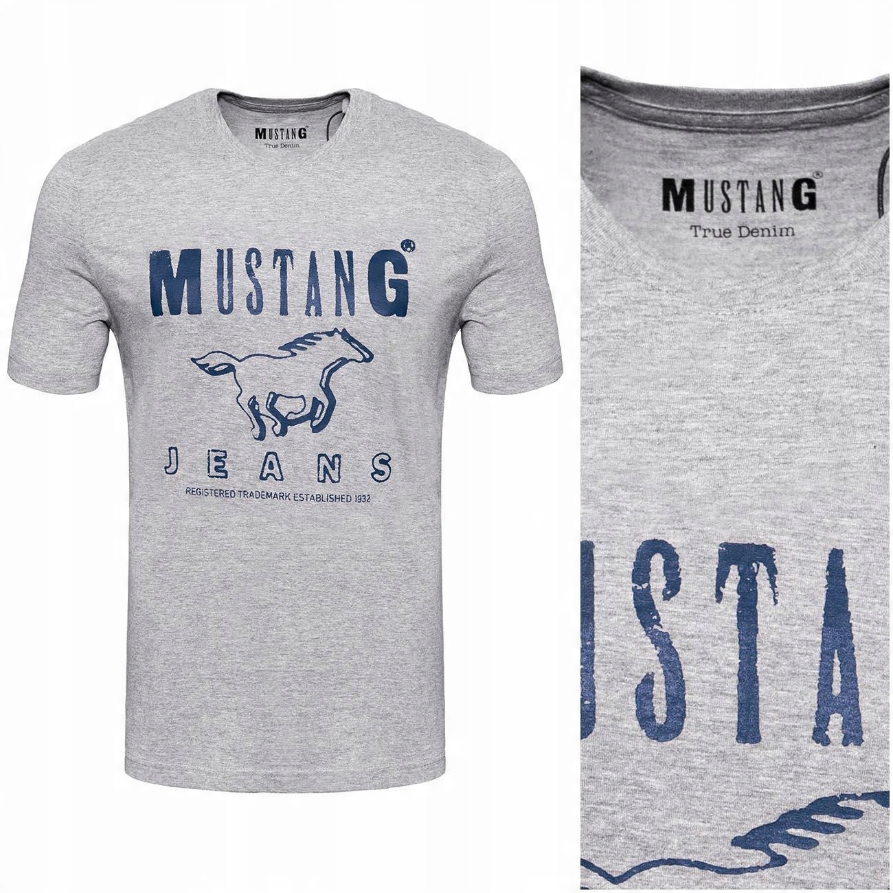 

Mustang Basic Męska Koszulka T-shirt Nadruk _ XXL