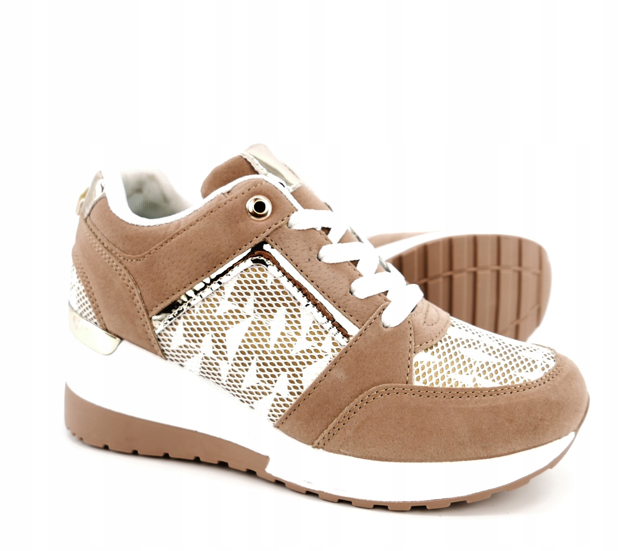 

Adidasy Damskie Na Koturnie Khaki Beżowe R37
