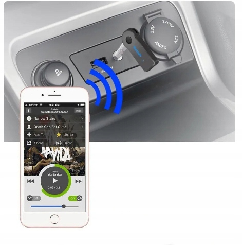 TRANSMITER SAMOCHODOWY ODBIORNIK DŹWIĘKU BLUETOOTH ADAPTER AUX MINI-JACK Model 86-053
