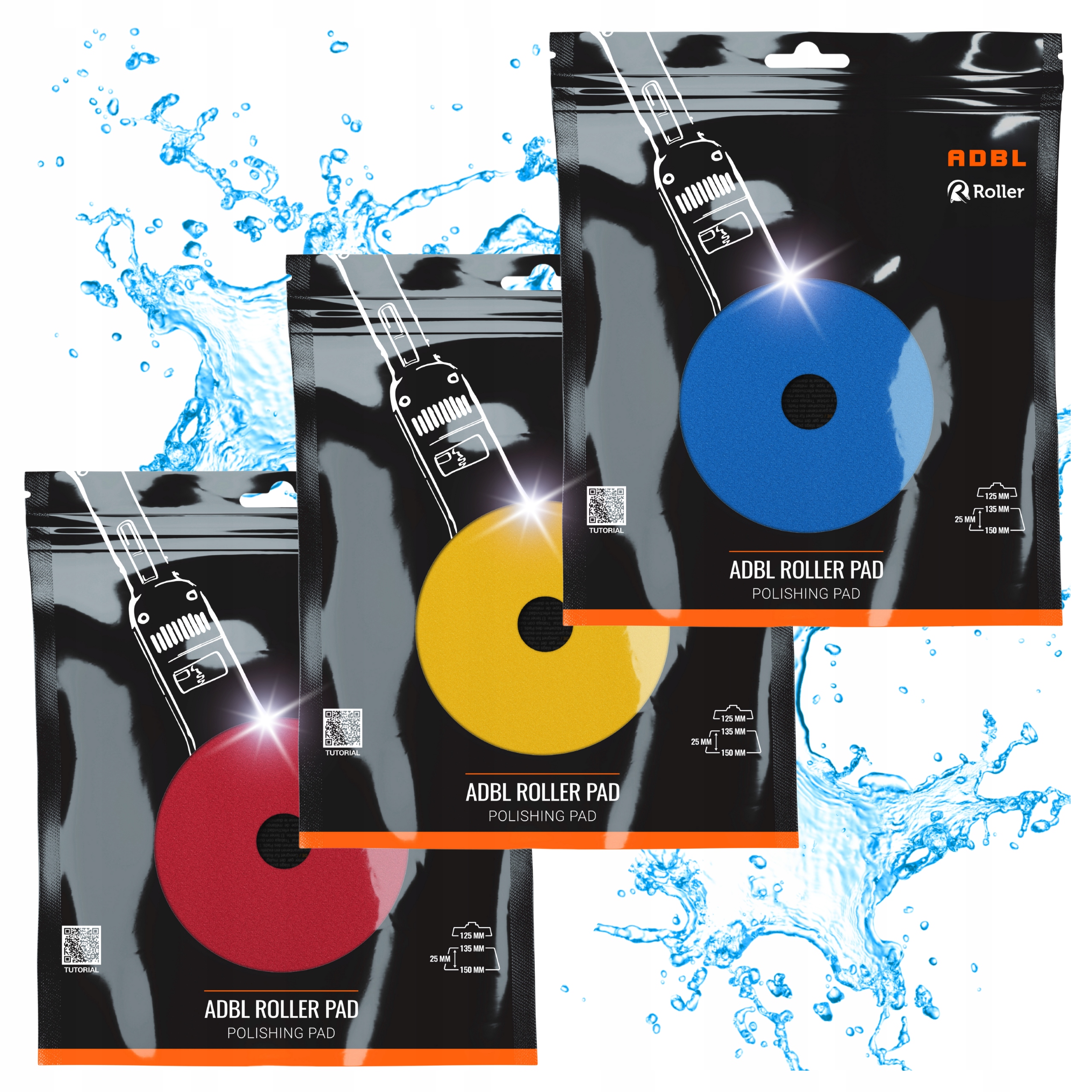 Sada 3 podložek Adbl Roller Pad Hard Cut Polish Soft Polish 125 mm