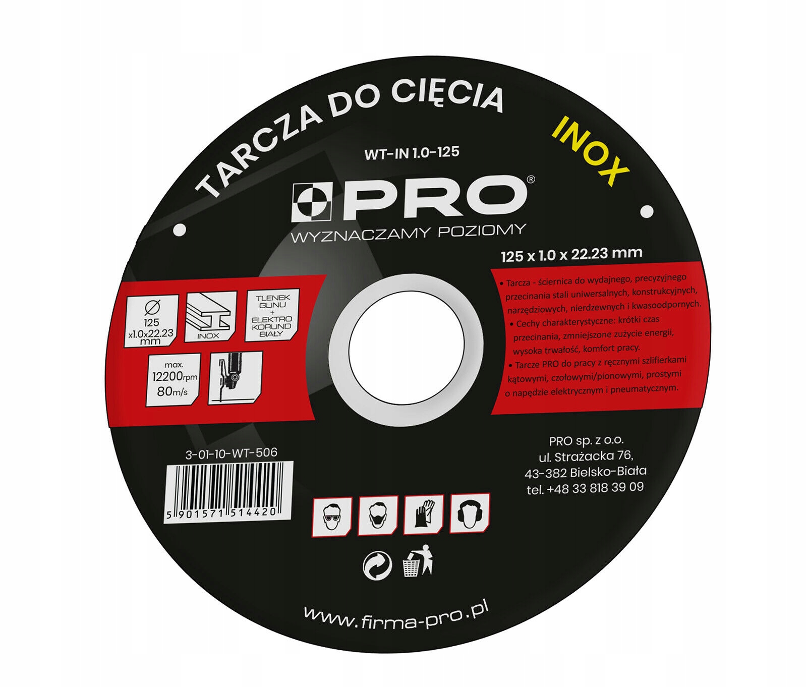 

Tarcza Do Cięcia Metalu Pro Inox 125x1.0x22.23mm