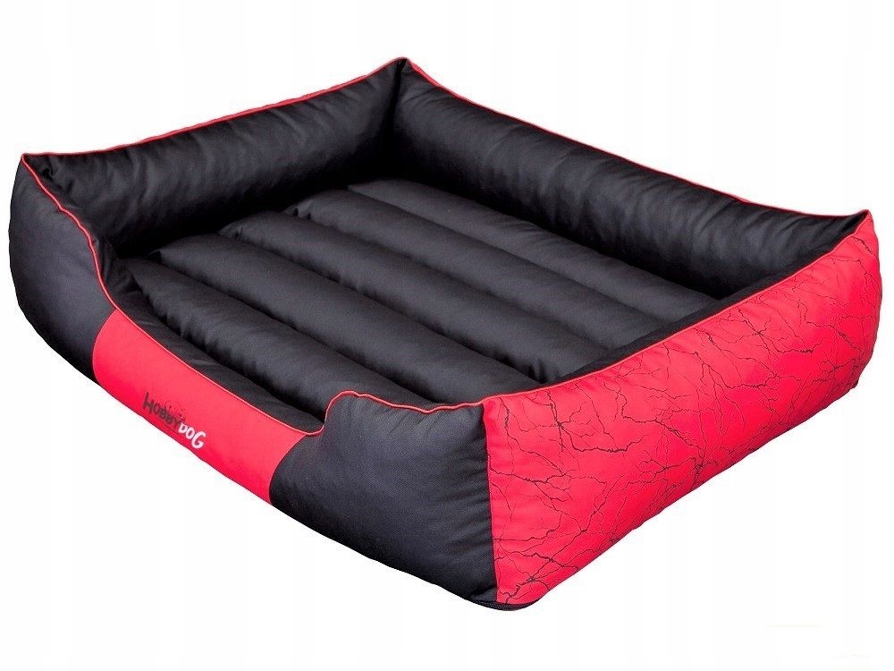 Levně Hobby Dog Pelíšek pro psa Prestige červeno-černý vzor blesky 85 x 65 cm