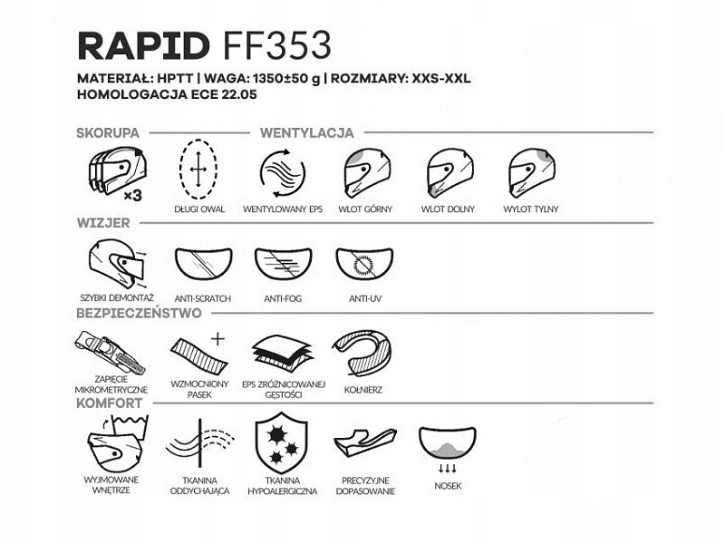 KASK LS2 FF353 RAPID Integralny DEADBOLT ORANGE M Producent LS2