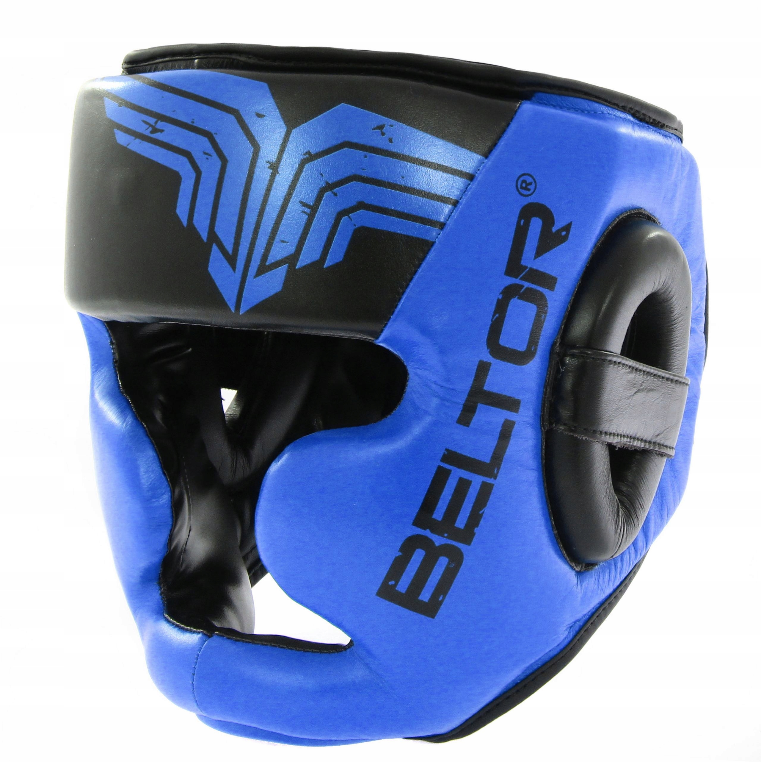 BELTOR KASK SPARINGOWY TOP PRO BOKSERSKI TRENINGOWY SKÓRZANY NIEBIESKI L