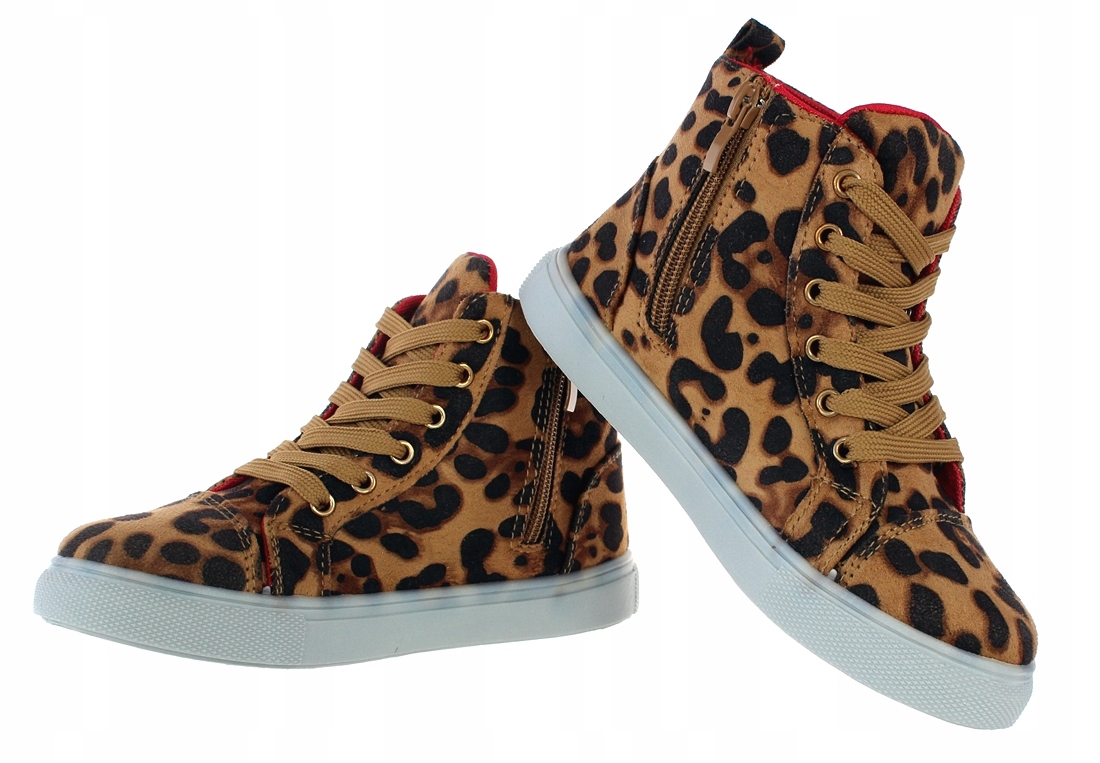 BOTKI BUTY SPORTOWE DZIECIĘCE W PANTERKĘ ZAPINANE NA ZAMEK 6367 roz. 34 Rozmiar (new) 34