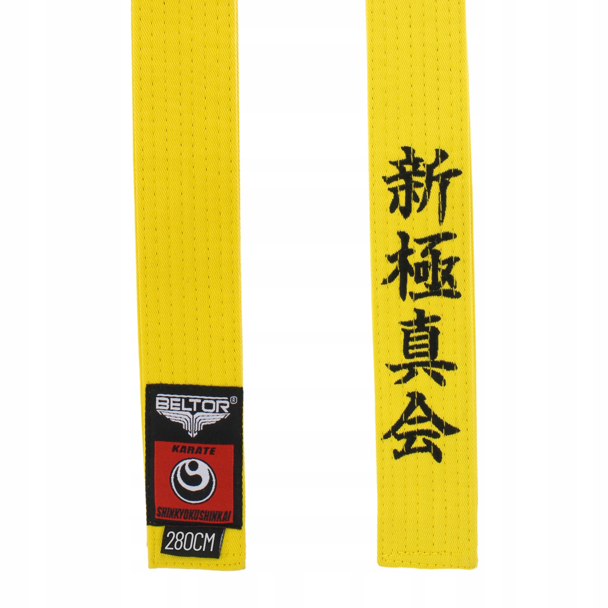Beltor Żółty Pas Karate Shinkyokushinkai Z Haftem Do Kimona Karategi 280 cm