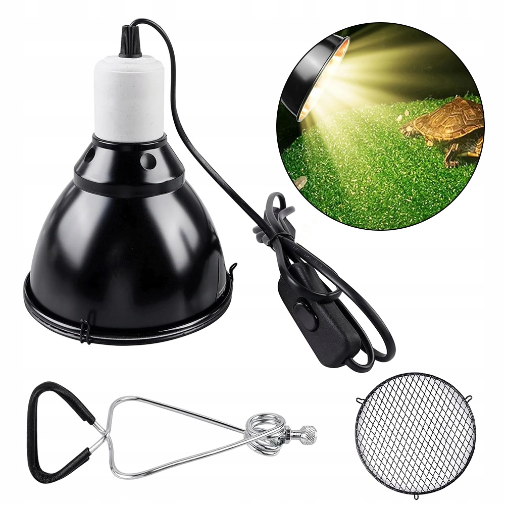 Uchwyt Lampy Grzewczej Lampy Dla Gadów E27 200W Z Siatką Do Terrarium