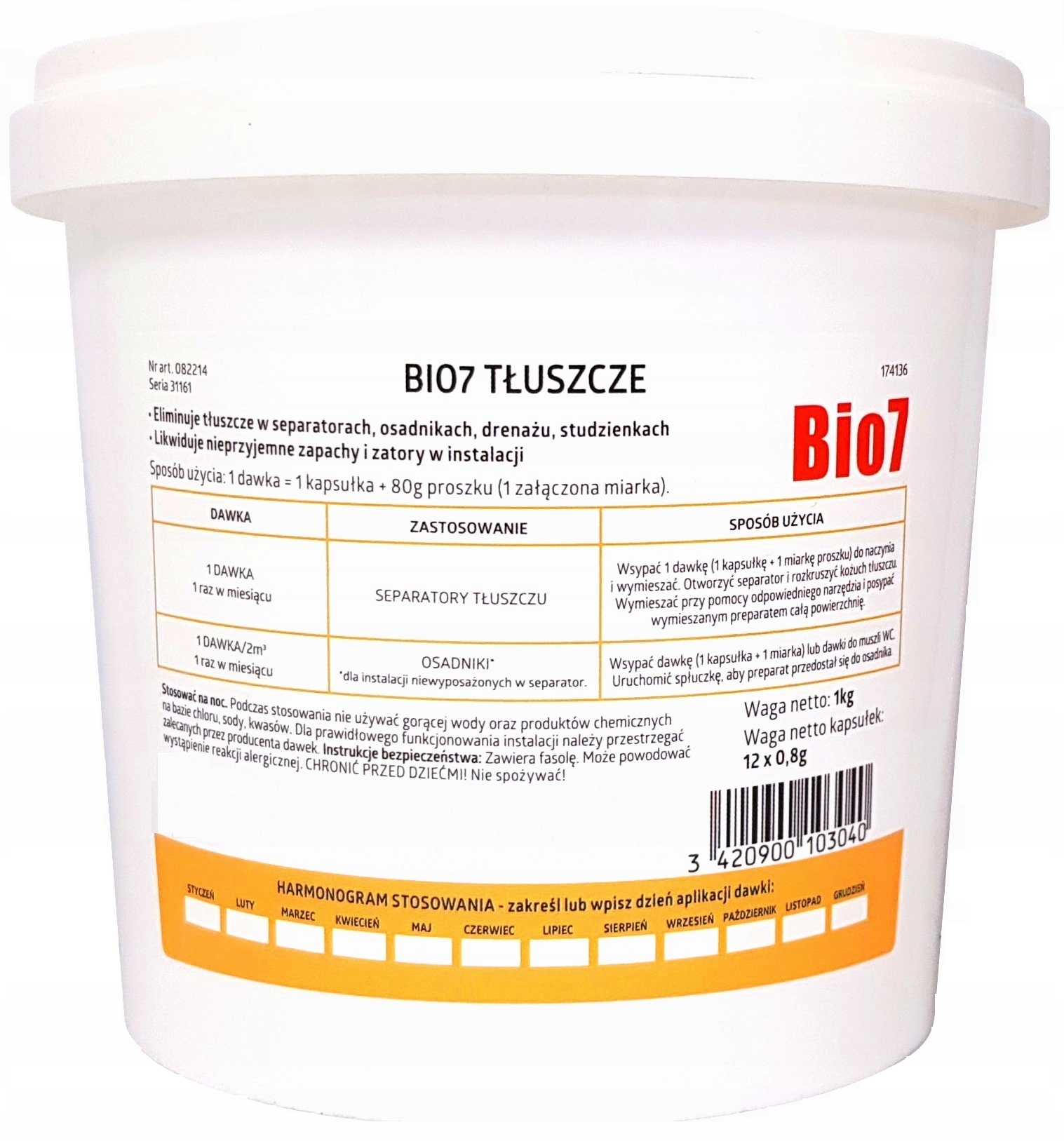 

Bio7 Tłuszcze wiaderko 1kg Ecogene Bio 7 na Rok