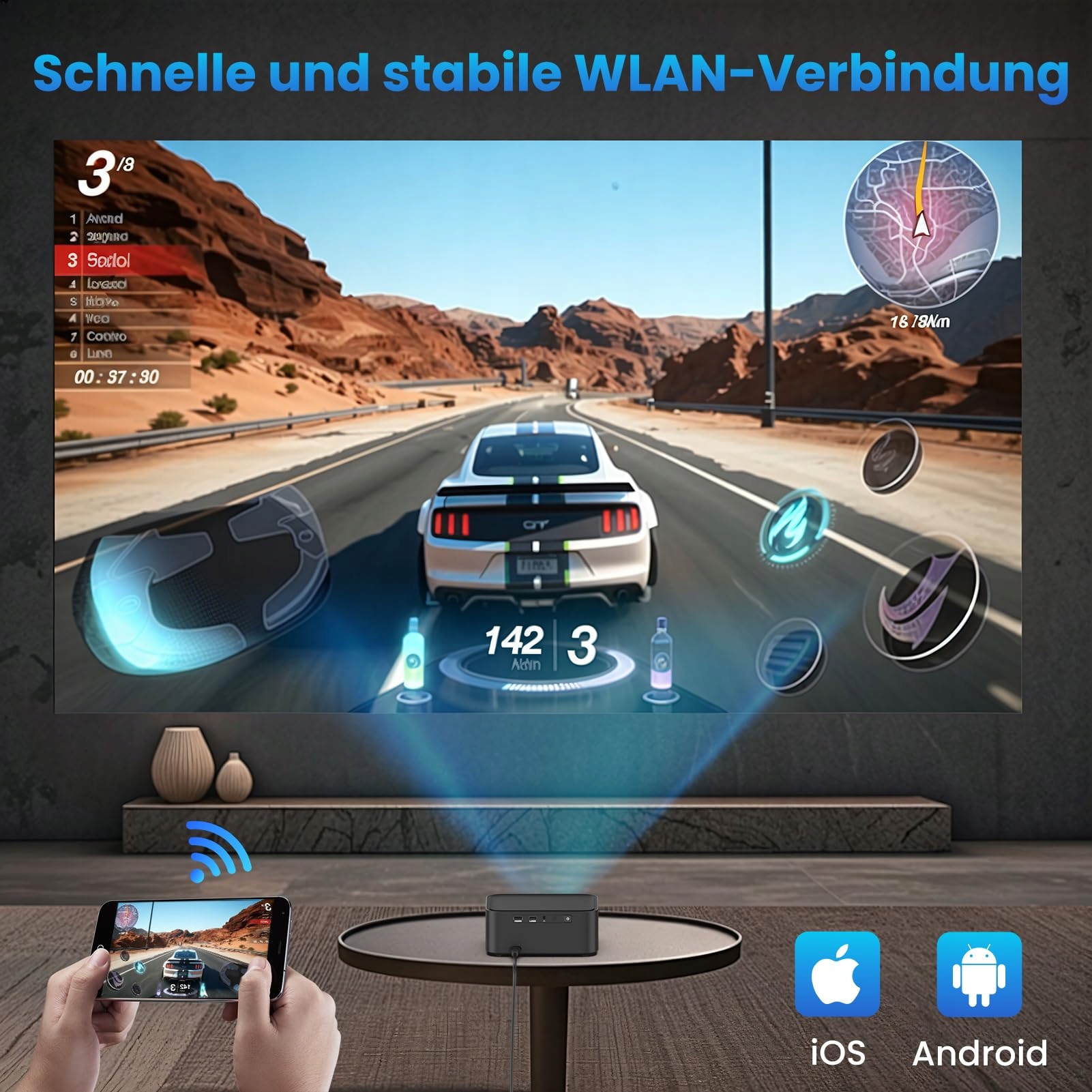 HOPVISION Projektor 4K Full HD 1080P WiFi6 Bluetooth Netflix YouTube PS5 — miniatura 6