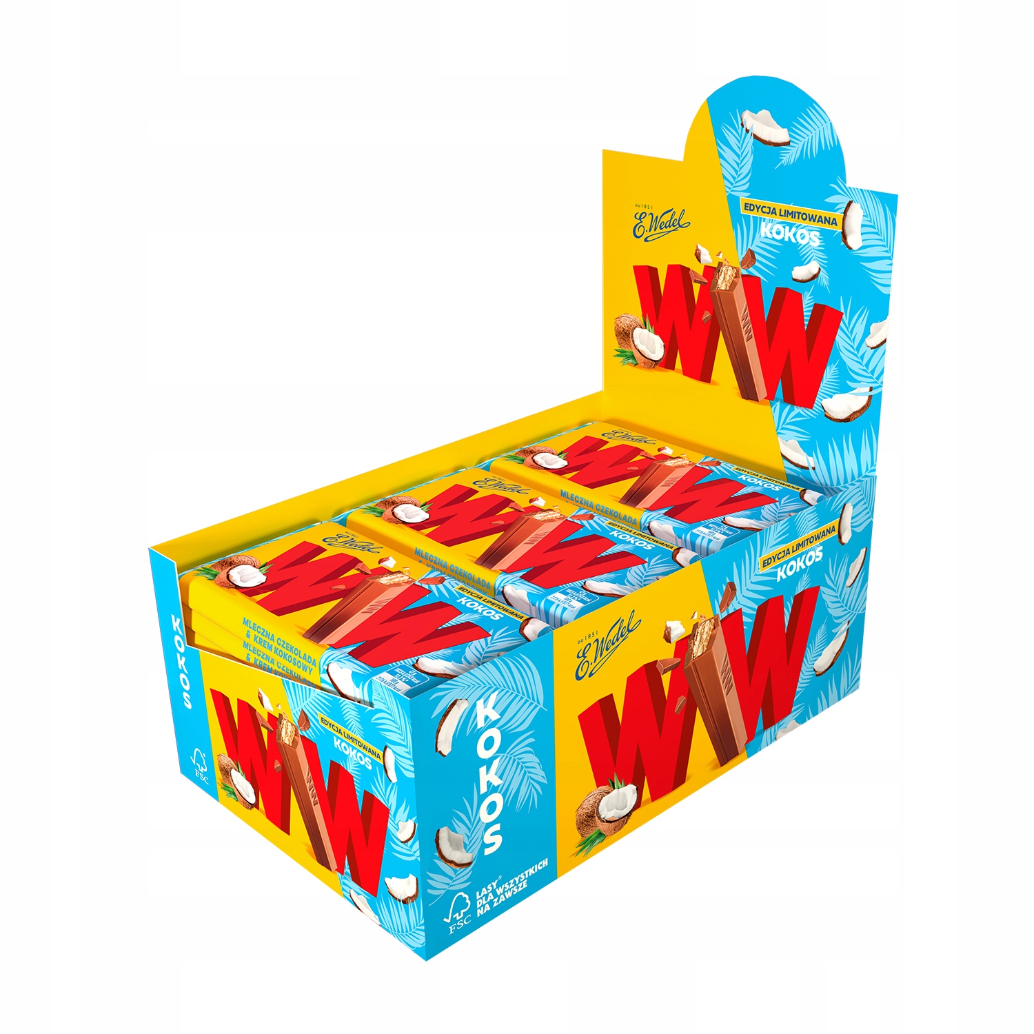 24 x Wafelki Ww E.Wedel Kokos w czekoladzie mlecznej baton 47 g