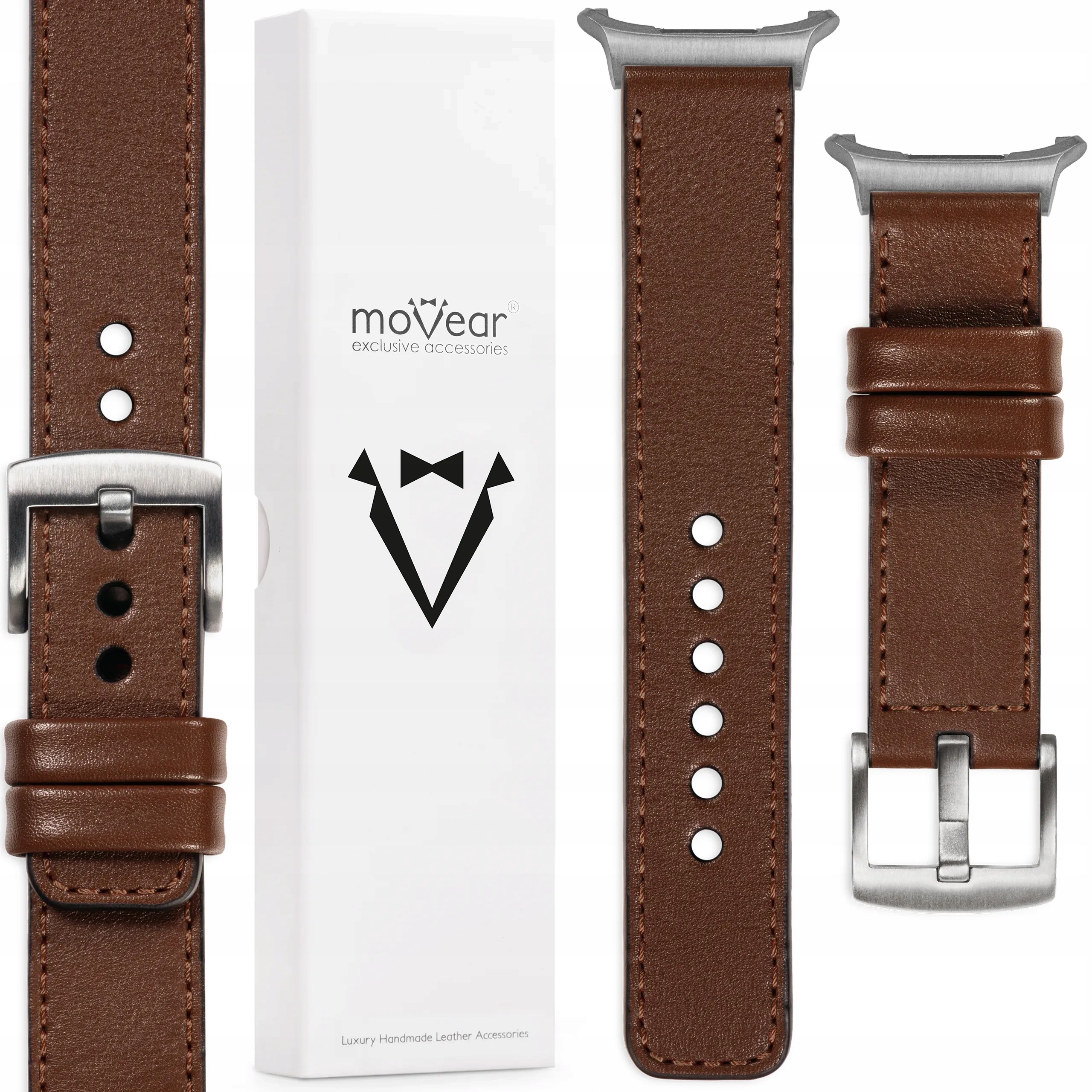 Pásek pro Samsung Galaxy Watch Ultra 24 mm kožený Tmavě hnědý Movear