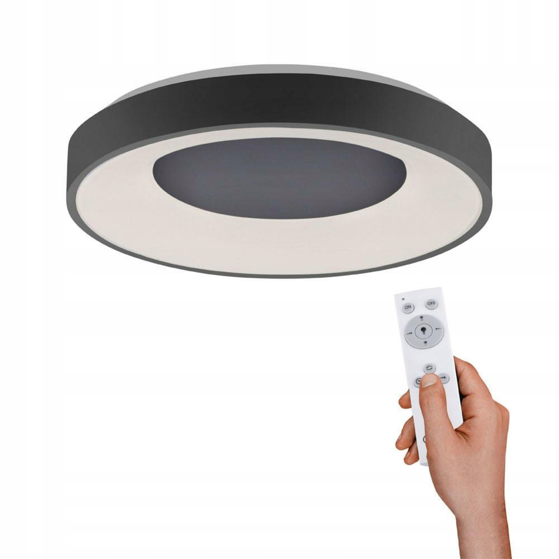 Led stropné svietidlo Anika 48cm čierne, stmievateľné, diaľkové ovládanie, Cct 3