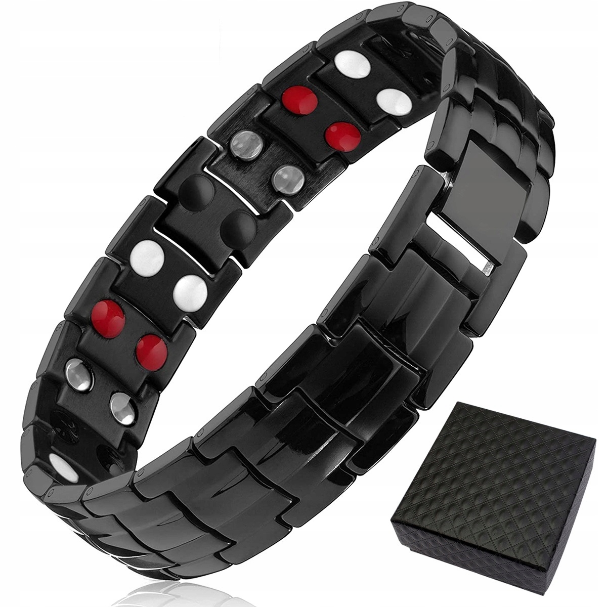 BRANSOLETKA MAGNETYCZNA ZDROWOTNA CZARNA MĘSKA