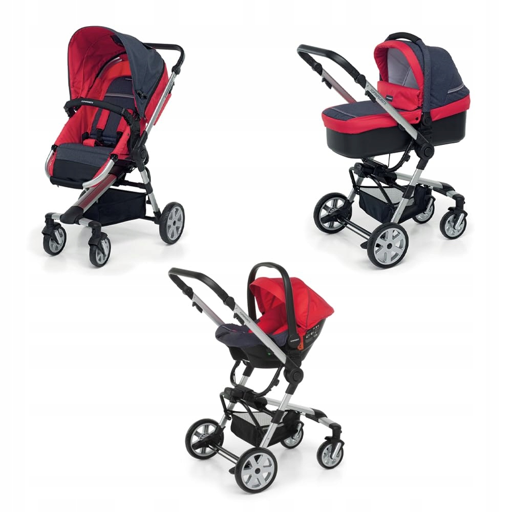 Foppapedretti 9700337526 Wózek dziecięcy 3 w 1 Denim Red