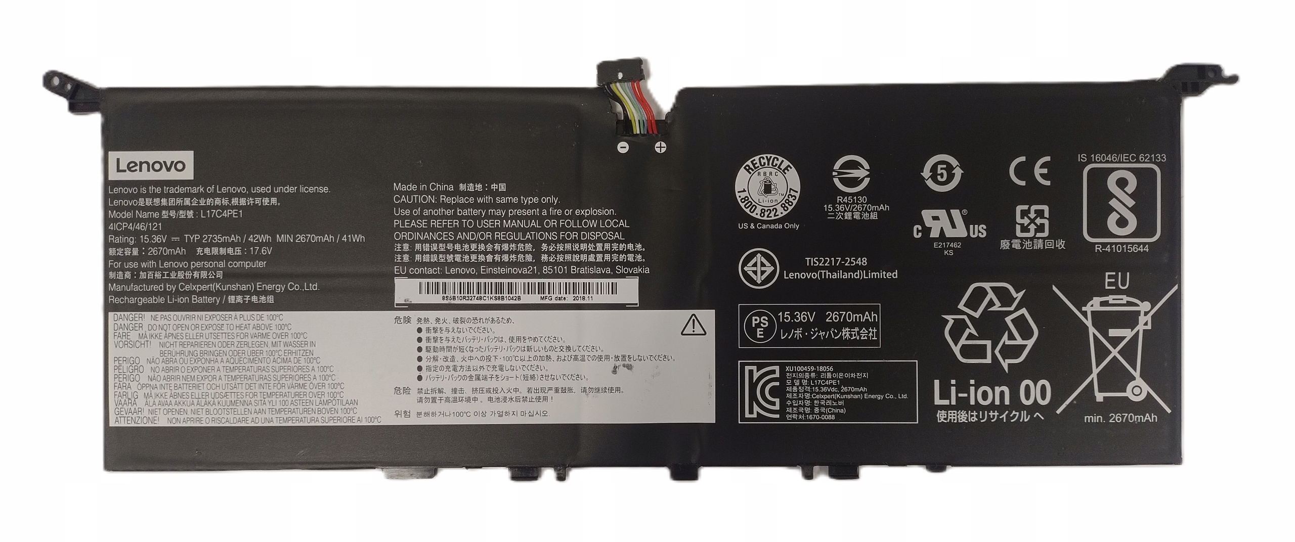 Oryginalna Bateria Lenovo 2735MAH 41WH L17C4PE1 730S-13IWL S730-13IWL 13IML