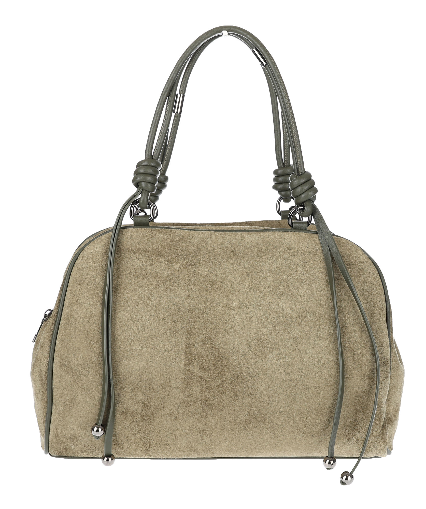 Dámská shopper kabelka prostorná, módní semišová taška kufřík D715 Zelená