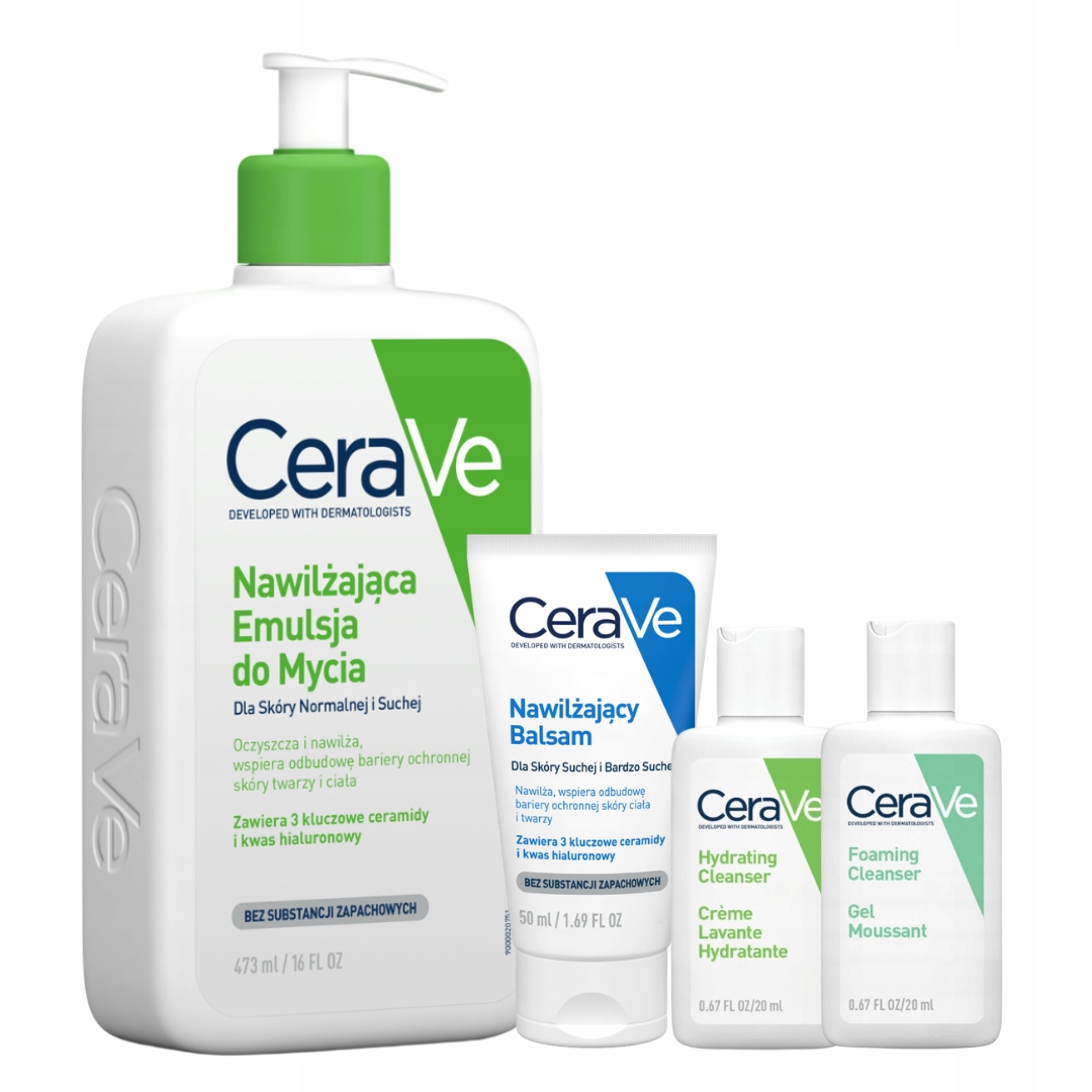 CeraVe Emulsja Nawilżająca do Mycia 473ml, Nawilżający balsam 50ml