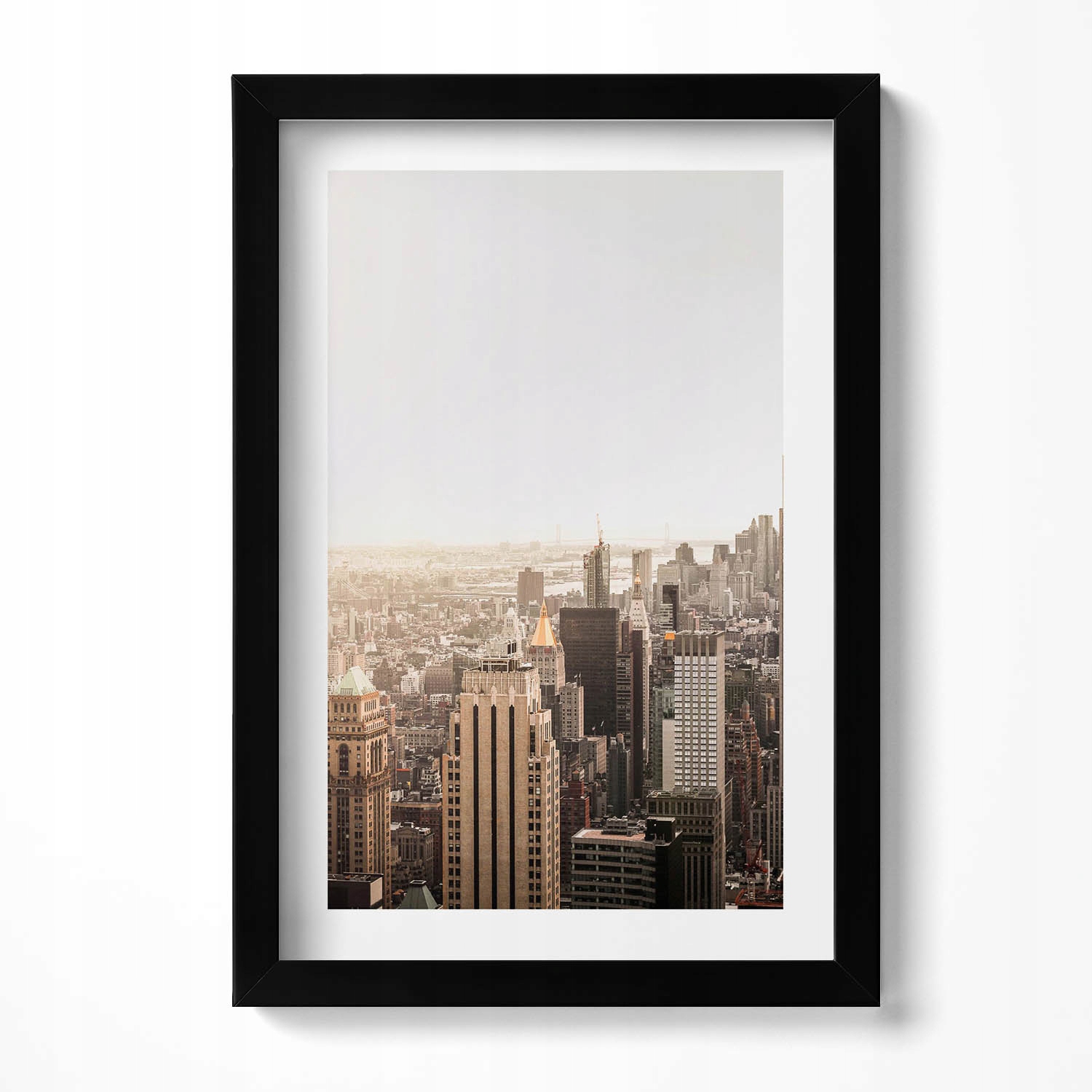 Nástěnný obraz v černém rámu s grafikou Architektura New Yorku 20x30 cm