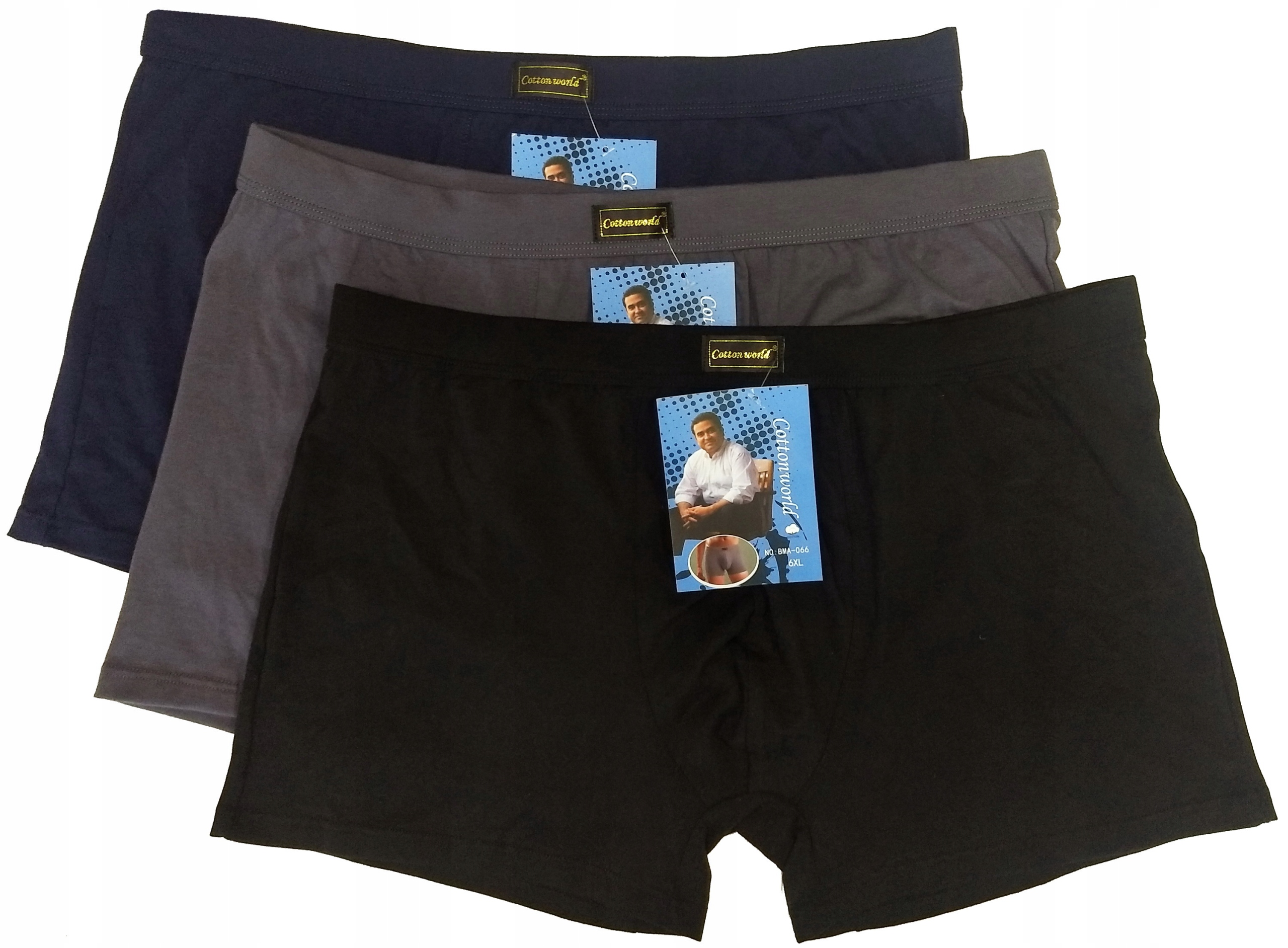 

3x Dopasowane bokserki Bawełniane Cotton world 6XL