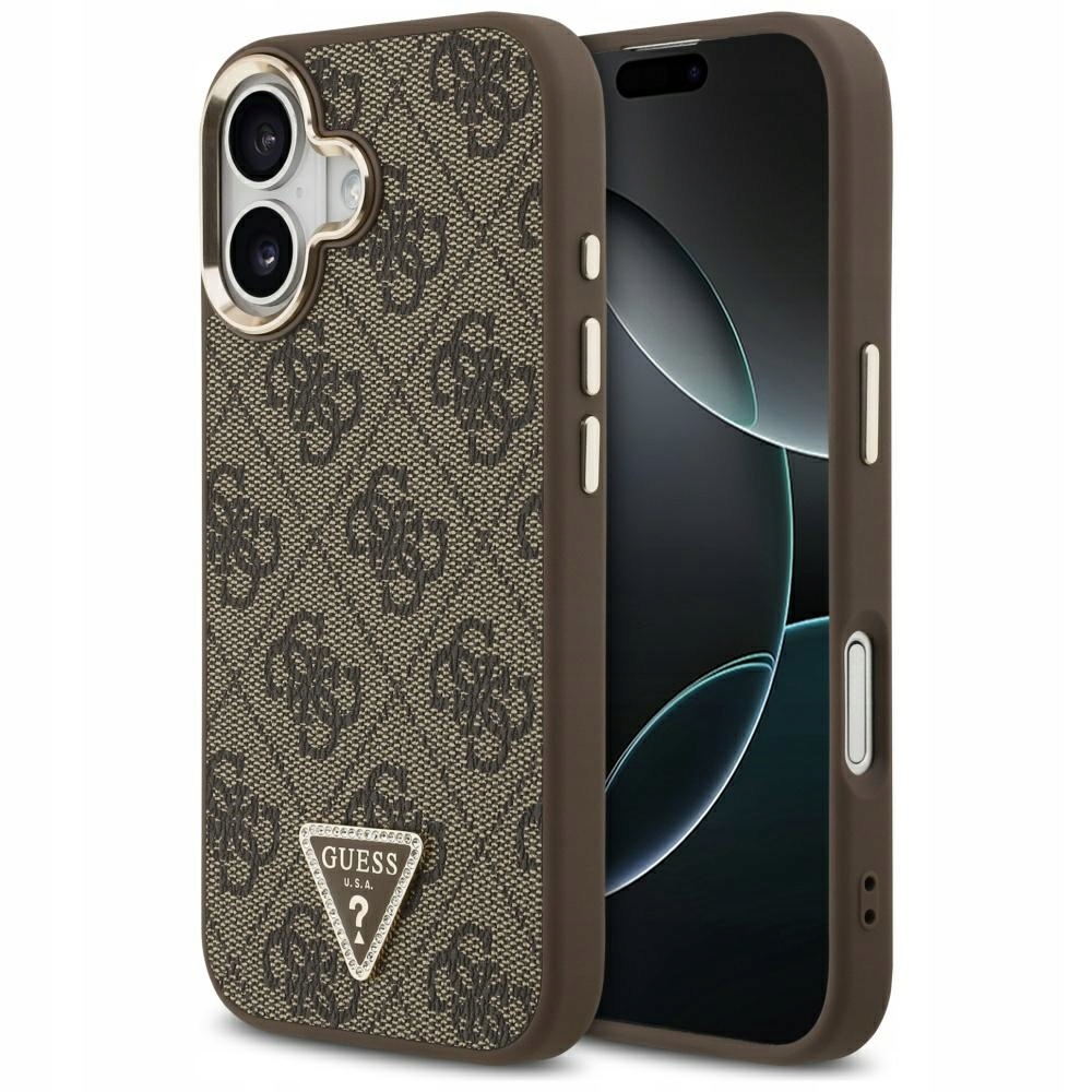 Pouzdro Guess 4G Triangle Logo MagSafe pro iPhone 17, bronzově zlaté