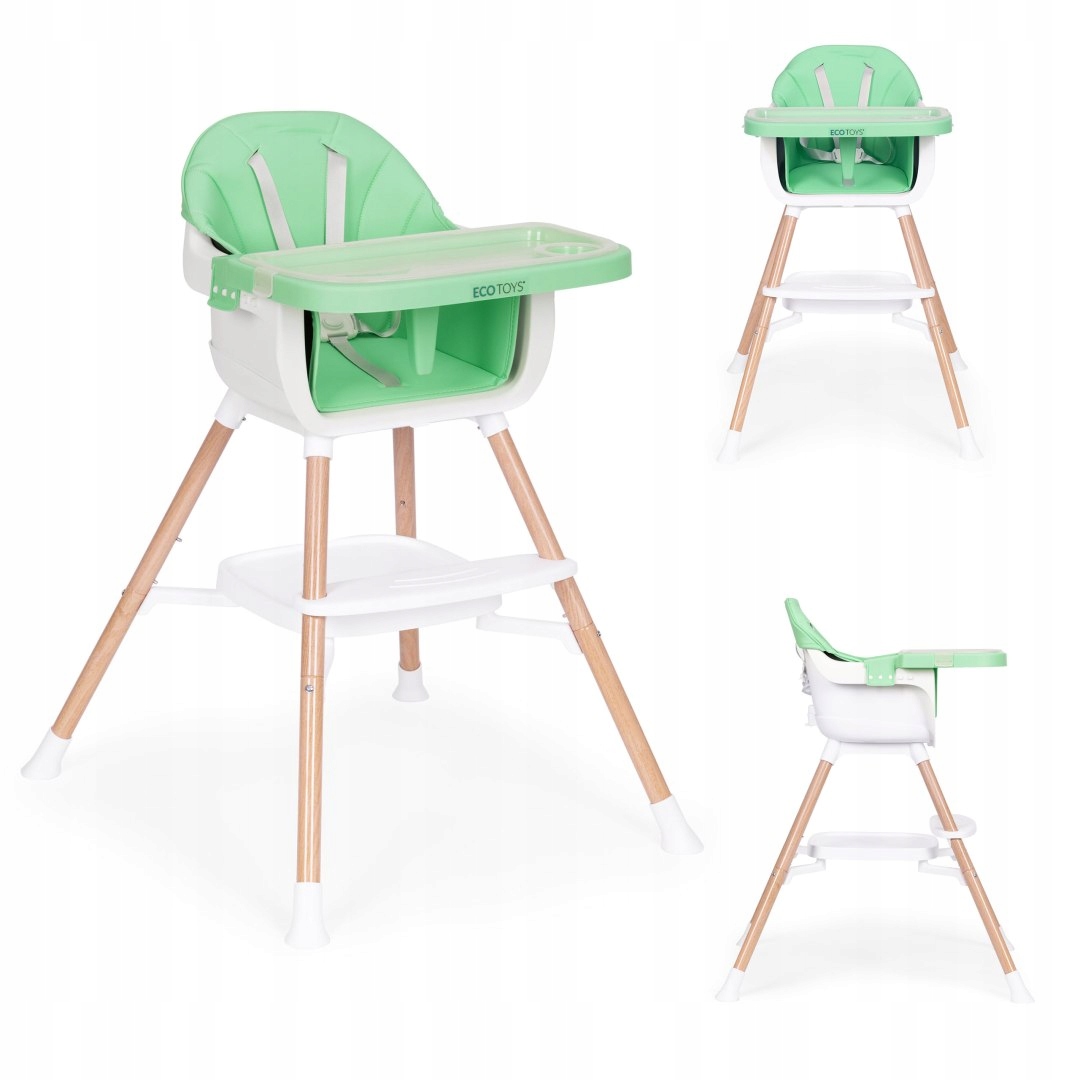 Fotelik Krzesełko Do Karmienia Dzieci 2w1 Zielony Ecotoys