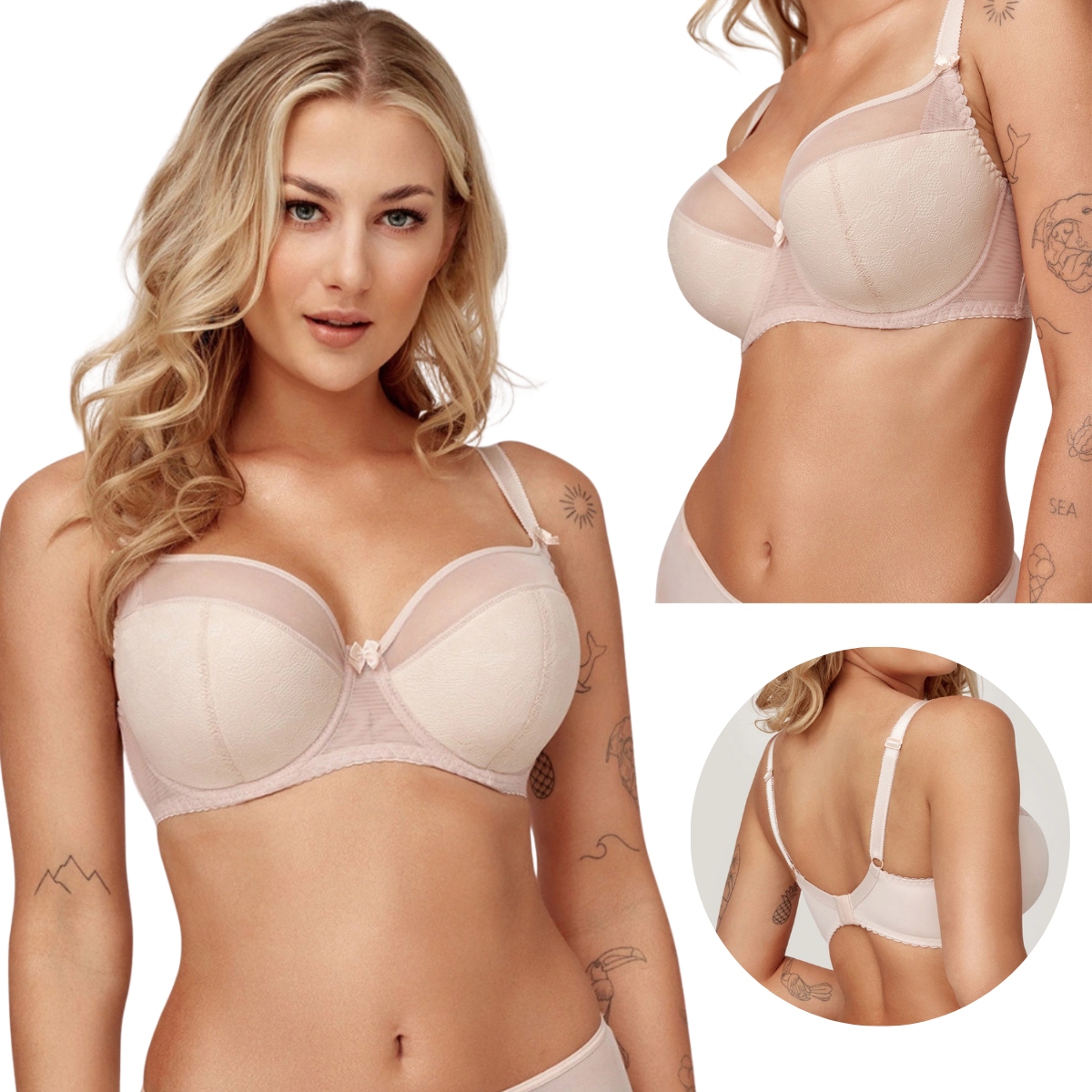 Podprsenka semi soft Azal Anita krajková boční kostice béžová 85D