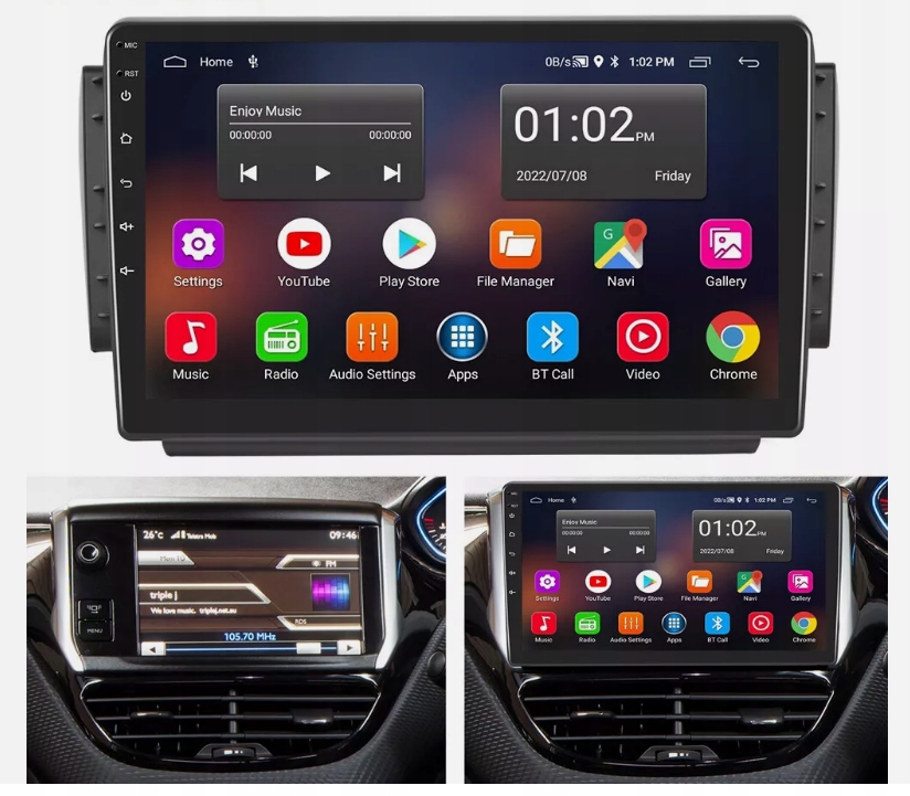 Autorádio Pro Peugeot 2008-2015 C7617 Carplay 10,1PALCOVÝ Displej