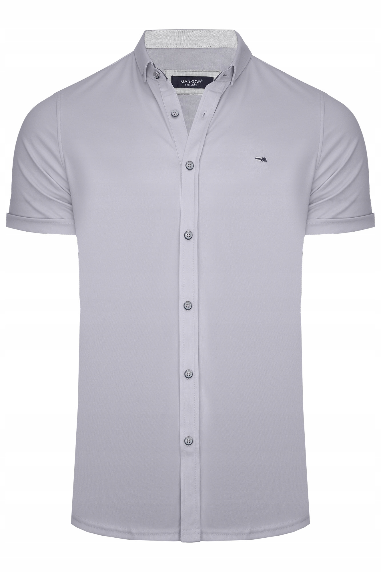 Pánská Polokošile S Krátkým Rukávem Pletenina Rozepínací Košile Šedá: 3XL