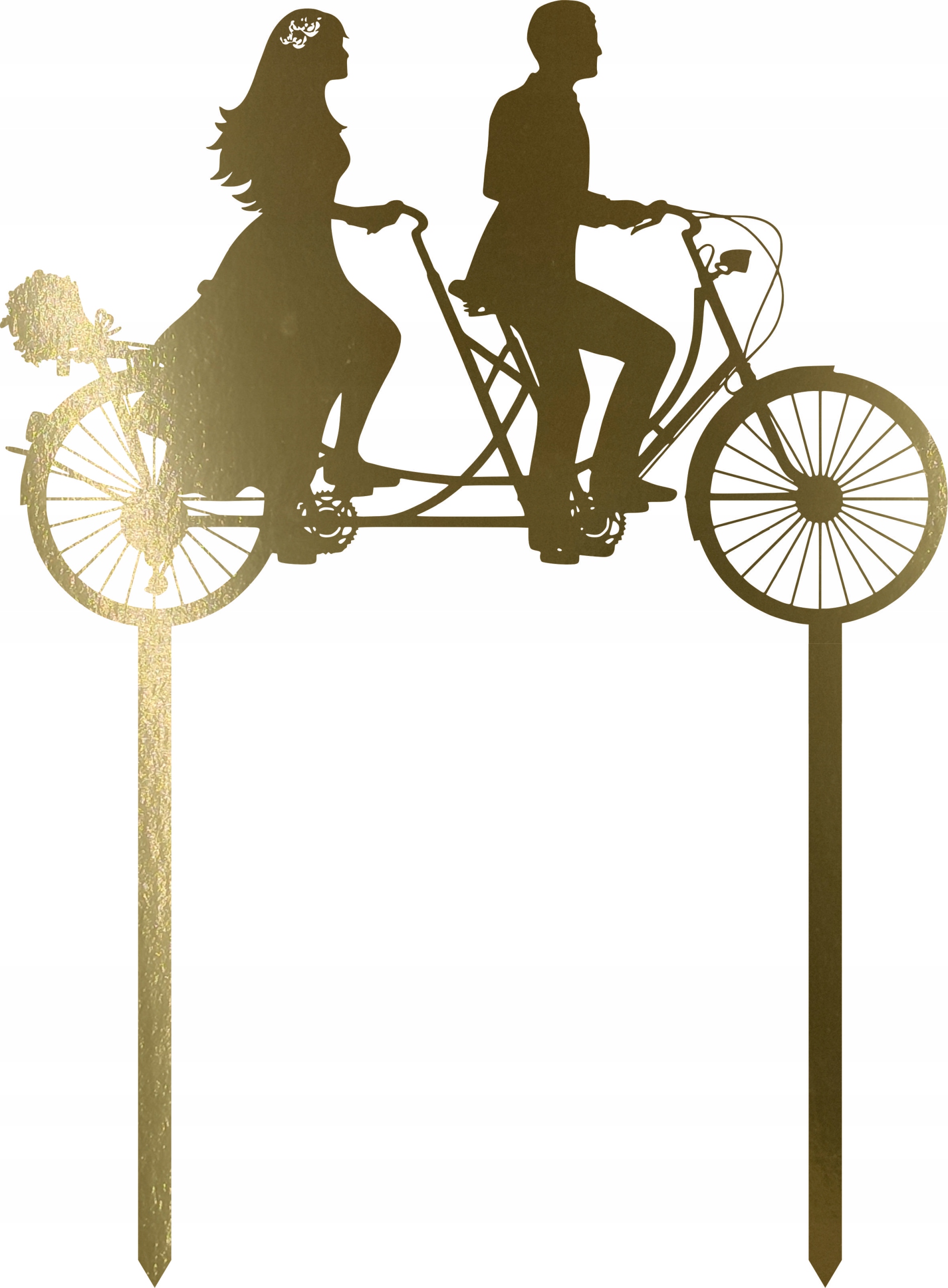 

Złoty Topper Na Tort Ślubny Para Tandem Rower