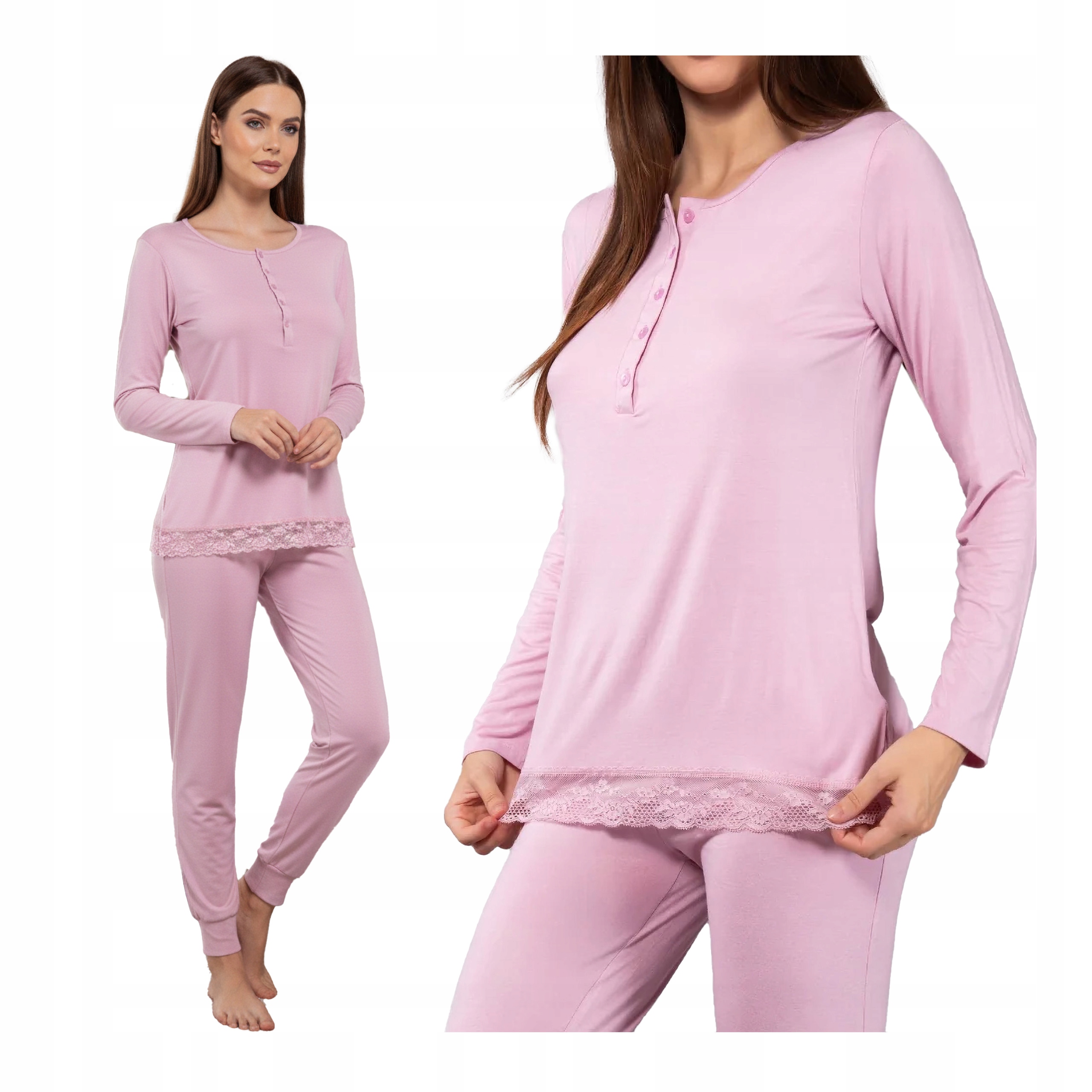 Dámské dvoudílné pyžamo s dlouhým rukávem 3XL z viskózy, zimní komplet Sielei