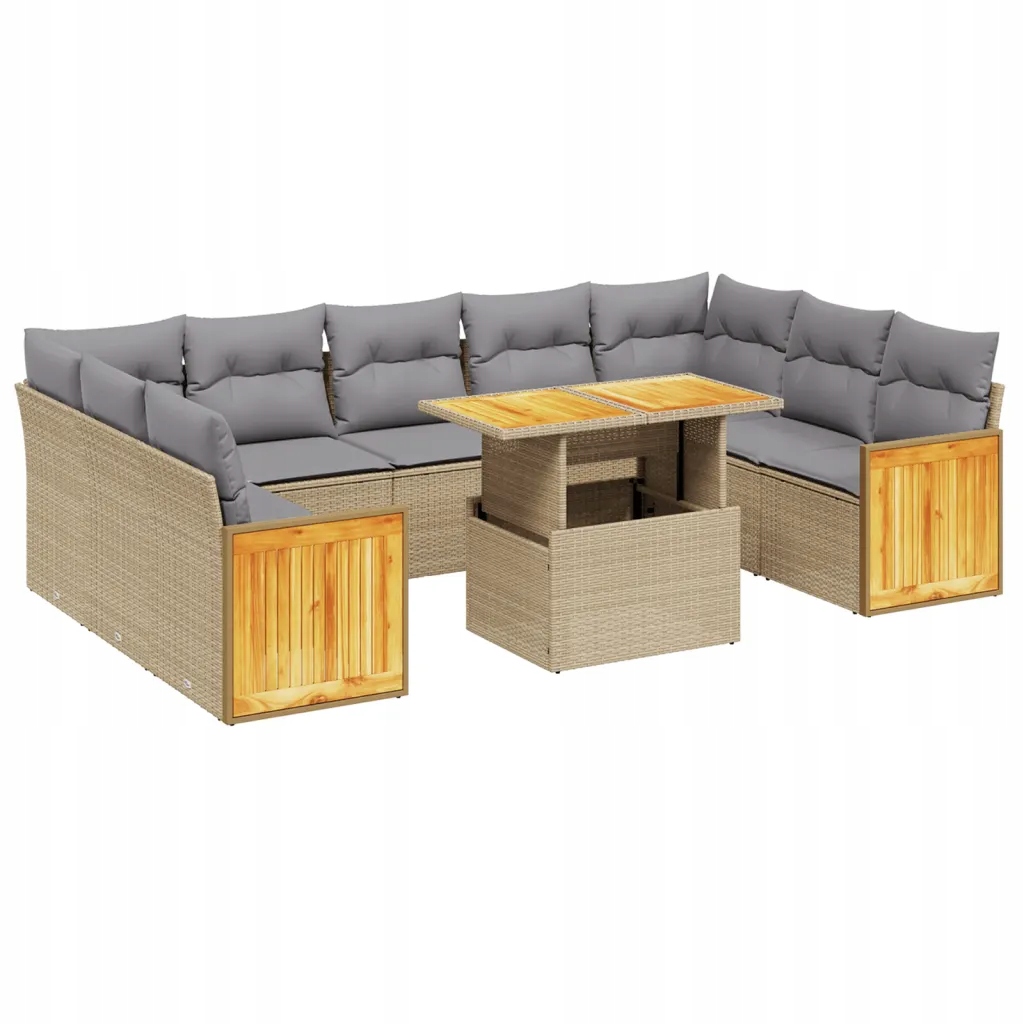 Set zahradního nábytku technorattan vidaXL béžový 10 el.