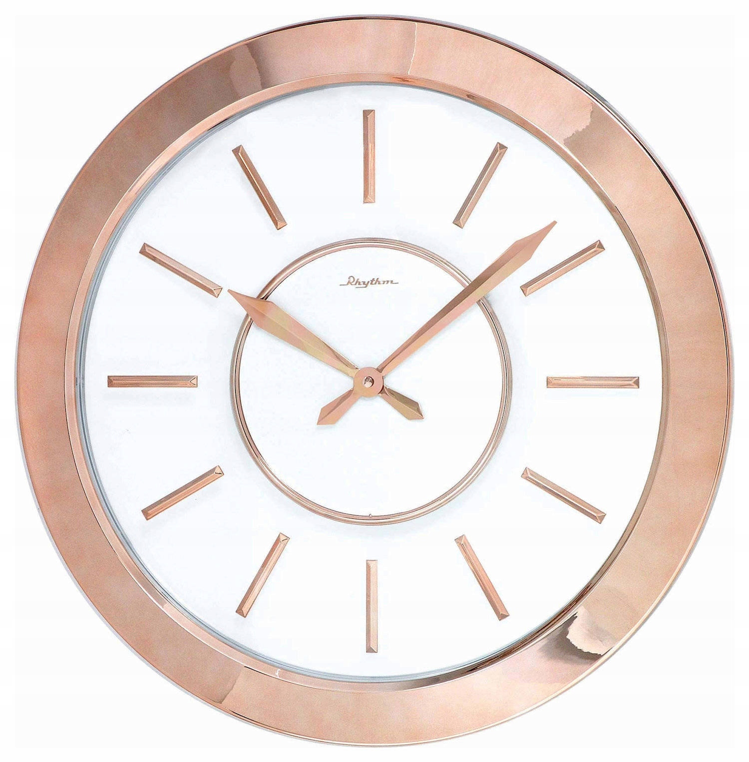 Veľké Elegantné Nástenné Hodiny Rhythm Rose Gold 51cm