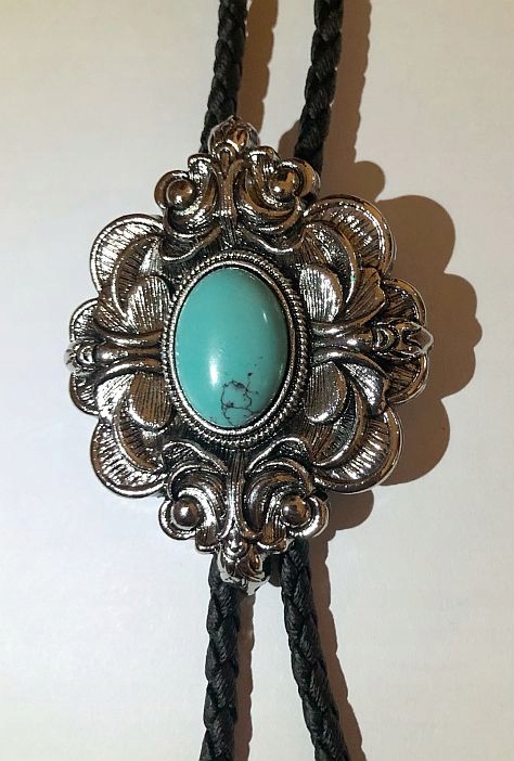 Ozdobný vzor S Turkusem, kravata bolo western, syntetická ekologická tkanina