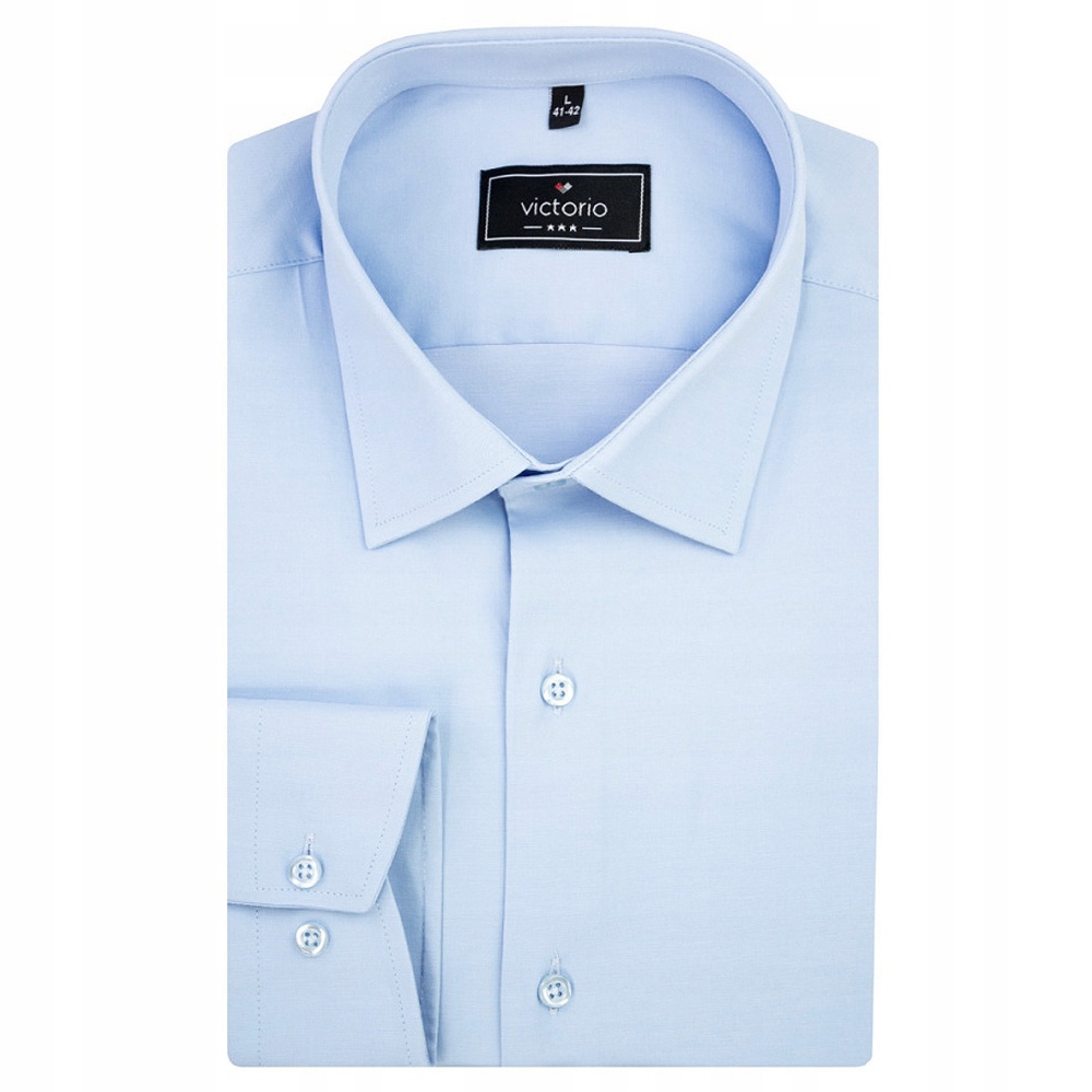 Koszula męska błękitna wizytowa Milano Satin Z Elastanem slim L